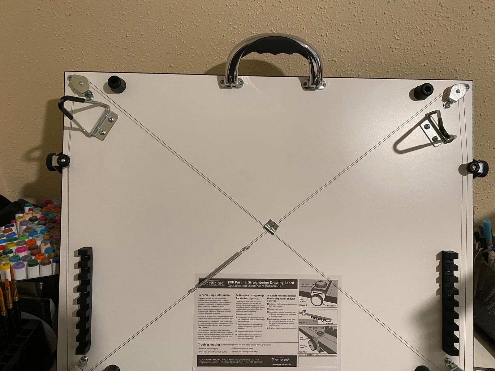 Pacific Arc Table Top Drawing Board with Parallel Bar, White, 24 inches by 36 inches customer photo 1