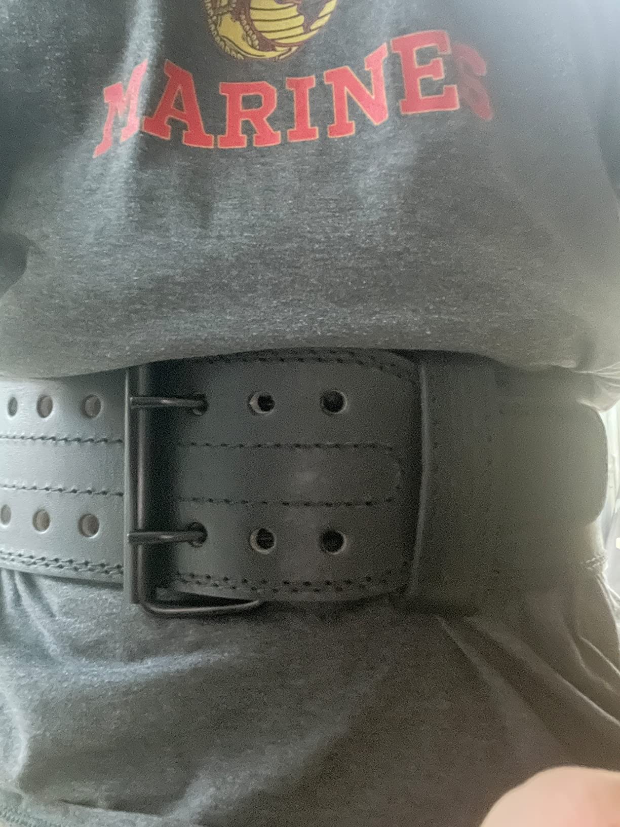 Gymreapers Weightlifting Belt 6MM Genuine Leather - Double Prong Power Belt Heavy Duty 4-Inch Wide - Strong, Stabilizing Back Support For Deadlifts, Squats Powerlifting customer photo 2