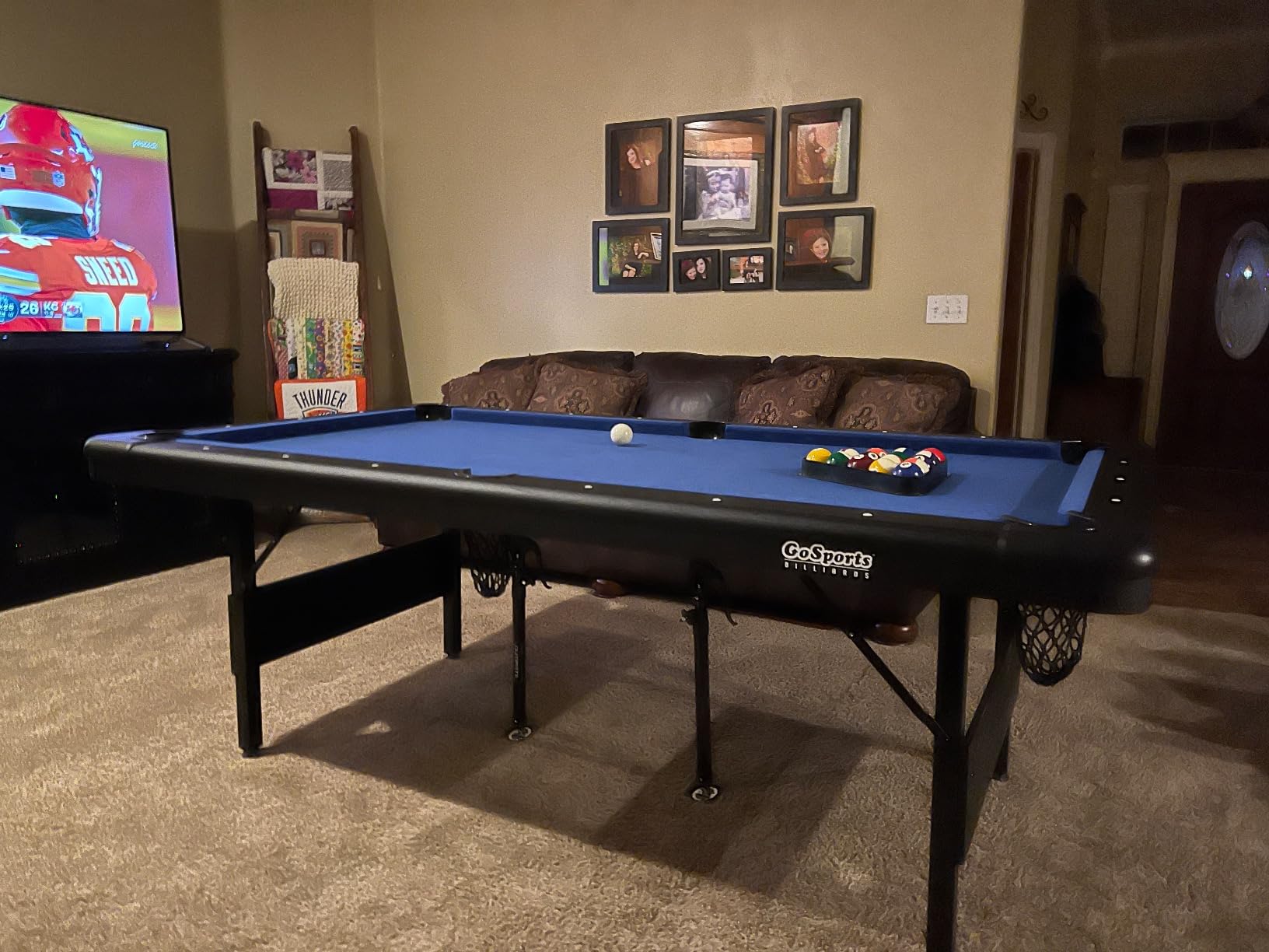GoSports 6, 7, or 8 ft Portable Billiards Tables - No Assembly, Includes Set of Balls, 2 Cue Sticks, Chalk, Felt Brush customer photo 1