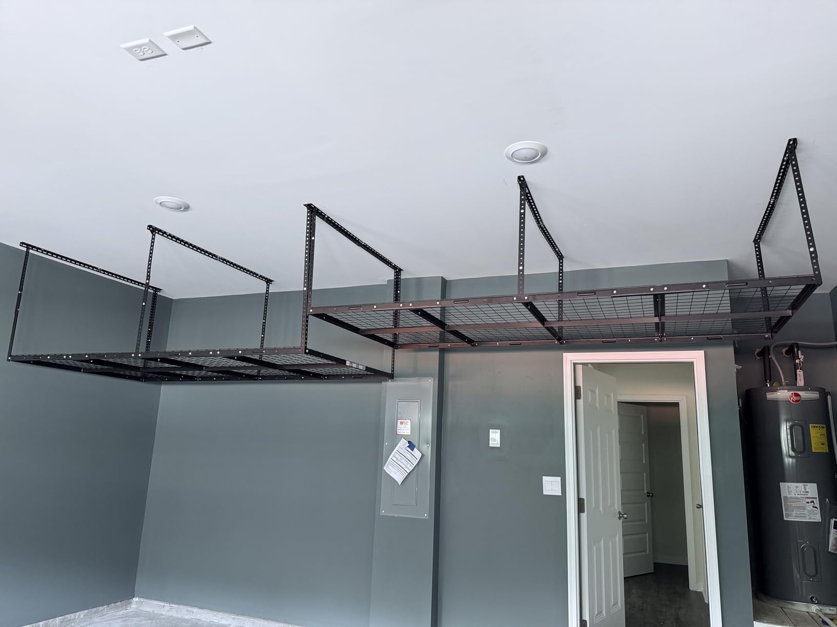 FLEXIMOUNTS 2x8 Overhead Garage Ceiling Storage Rack Organization, Black | 400lbs Weight Capacity, 22