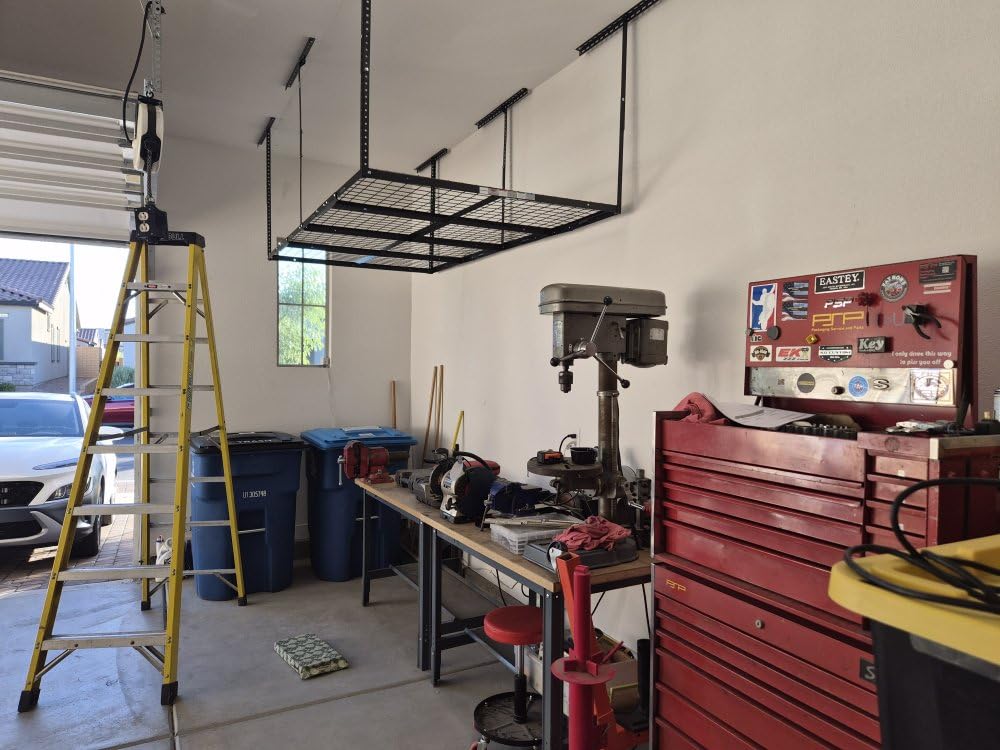 FLEXIMOUNTS 2x8 Overhead Garage Ceiling Storage Rack Organization, Black | 400lbs Weight Capacity, 22