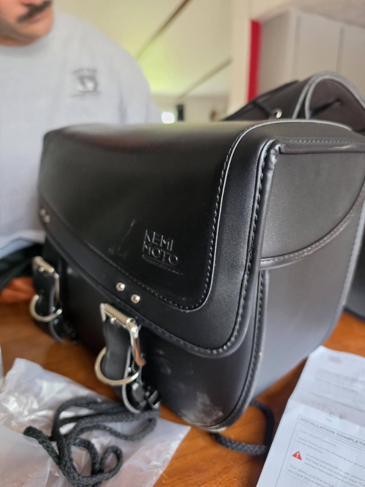 KEMIMOTO Motorcycle Saddlebags 30L Large Capacity Universal Saddle Bags | PU Leather Motorcycle Luggage Bag Fits for Sportster Softail Dyna V-star Shadow Accessories, Black customer photo 2