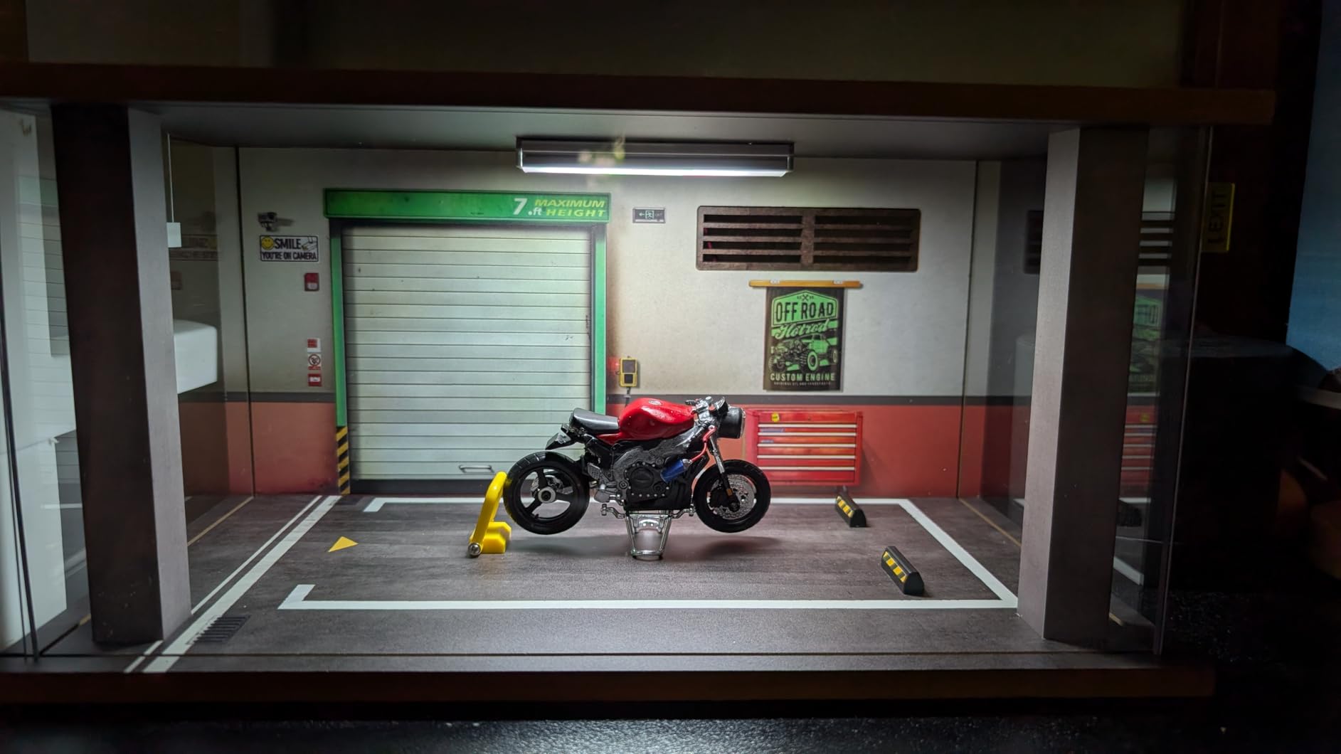 Display Case with Light for 1:18 Diecast Cars | Display Case for 1:18 Diecast Cars,Acrylic Display Case for 1/12 Scale Toy Motorcyle with LED Lighting,D5-3 Open Side Grey customer photo 2