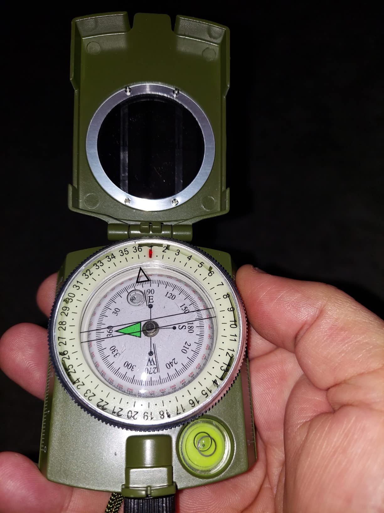 Military Lensatic Sighting Compass Survival with Carrying Bag, Compass for Hiking, Waterproof and Shakeproof, Army Green customer photo 1