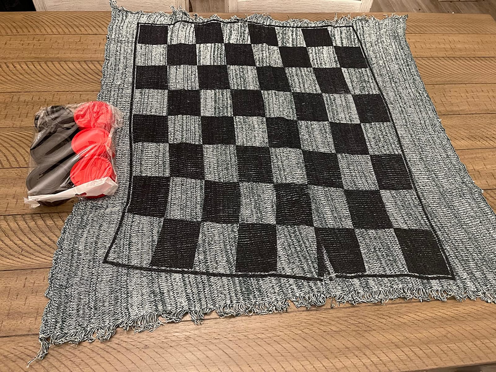 3-in-1 Vintage Giant Checkers, Tic, Tac, Toe, with Reversible Mat, 24 Chips, Family Board Game, Lawn Game, BBQ Party Favor, Indoor and Outdoor Activity for Kids and Adults customer photo 1
