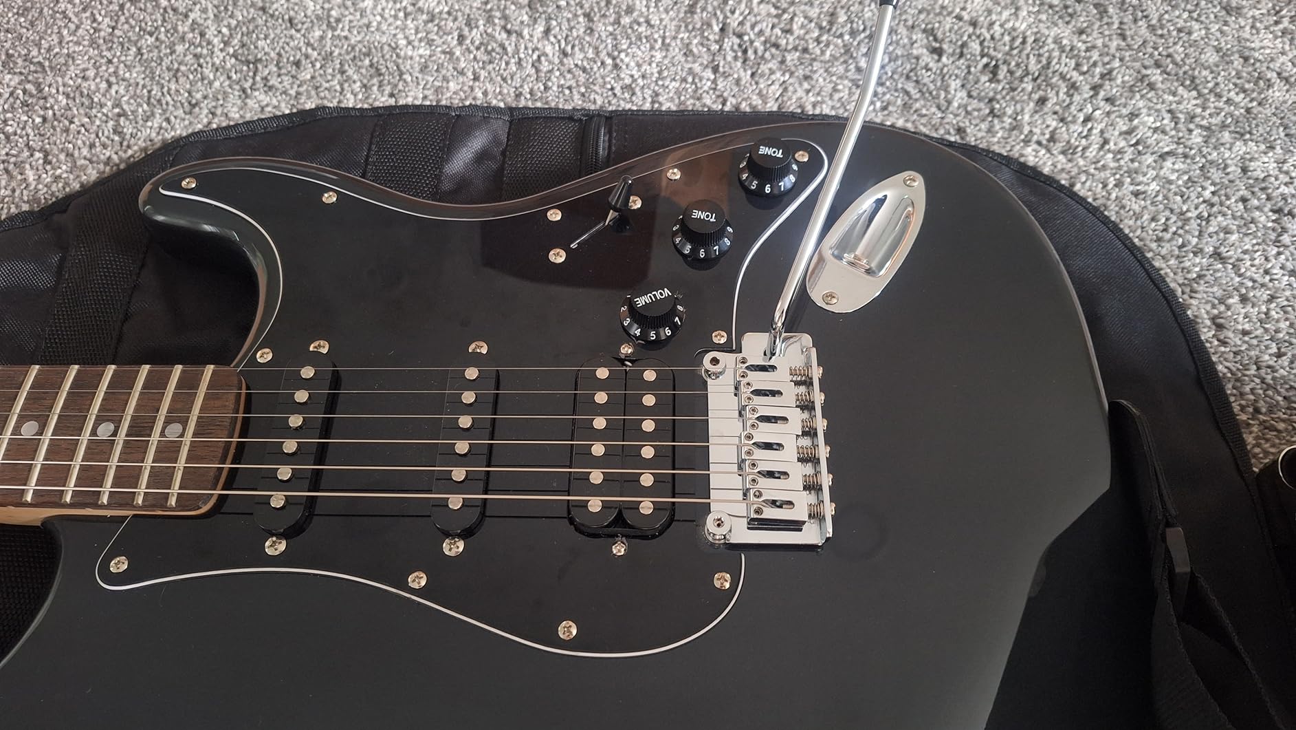 Squier Affinity Series Stratocaster Packs Electric Guitar, Charcoal Frost Metallic customer photo 2
