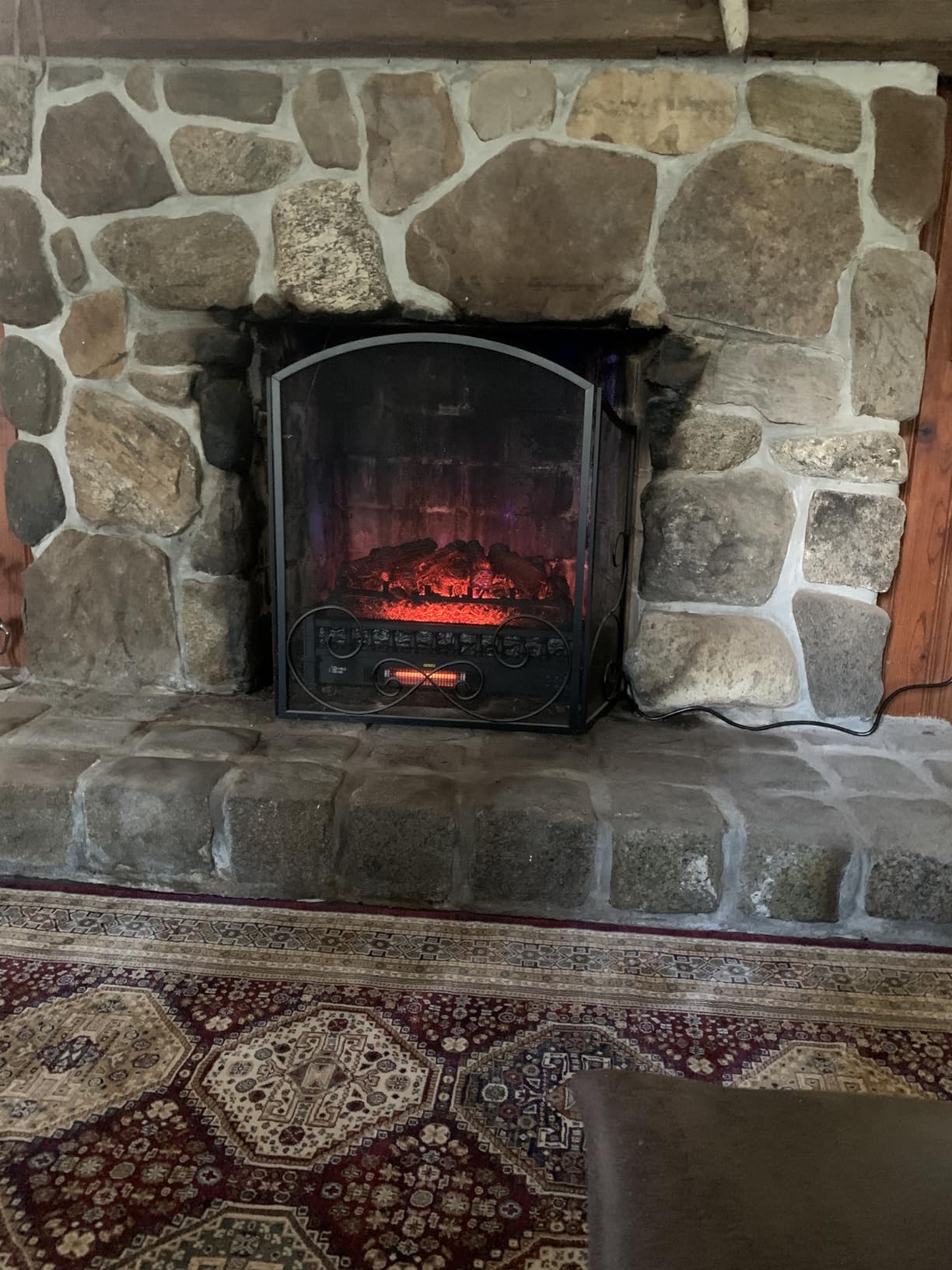TURBRO Eternal Flame 26-Inch Infrared Quartz Electric Fireplace Log Heater - Realistic Pinewood Logs, Adjustable Flame Colors, Remote Control, Thermostat, Timer - EF26-PB, 1500W, Black customer photo 2