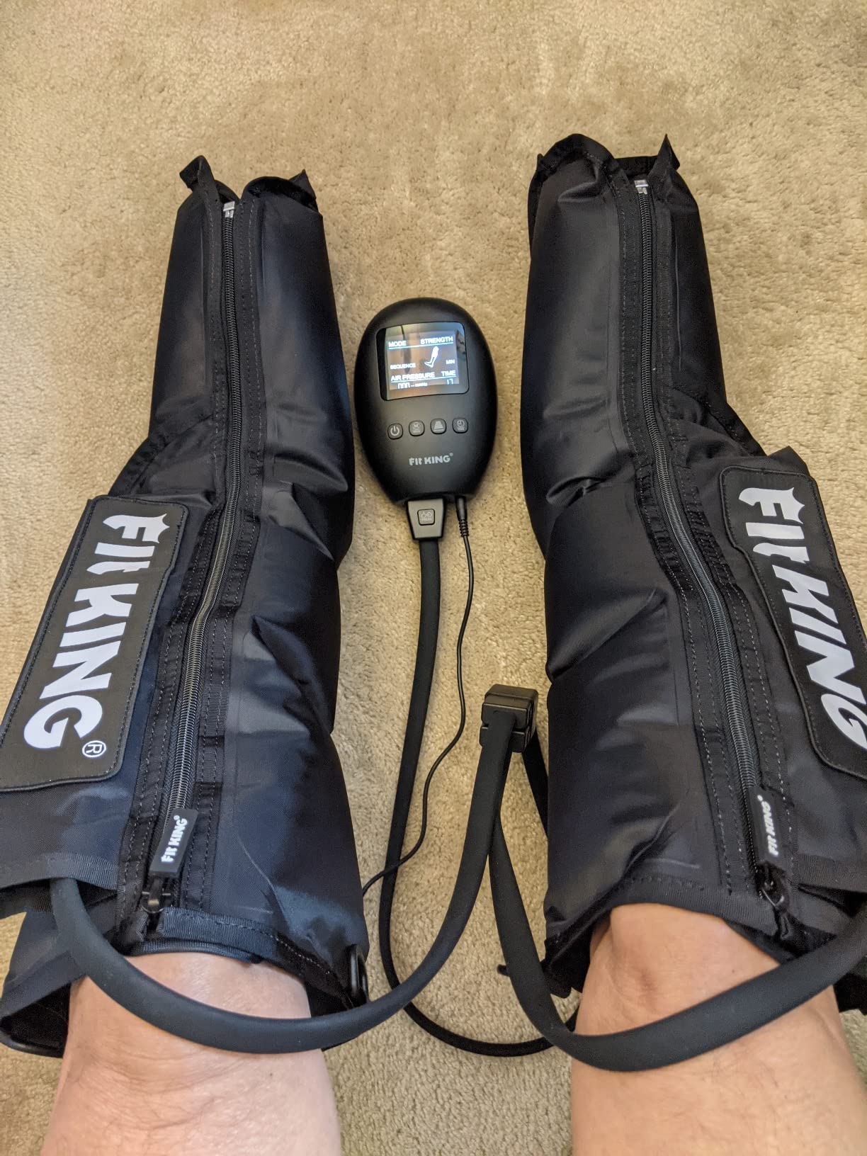 FIT KING Air Compression Therapy Device, Sequential Leg Massager Boots for Foot and Calf Recovery, Zipper Wearing, FSA-HSA customer photo 1