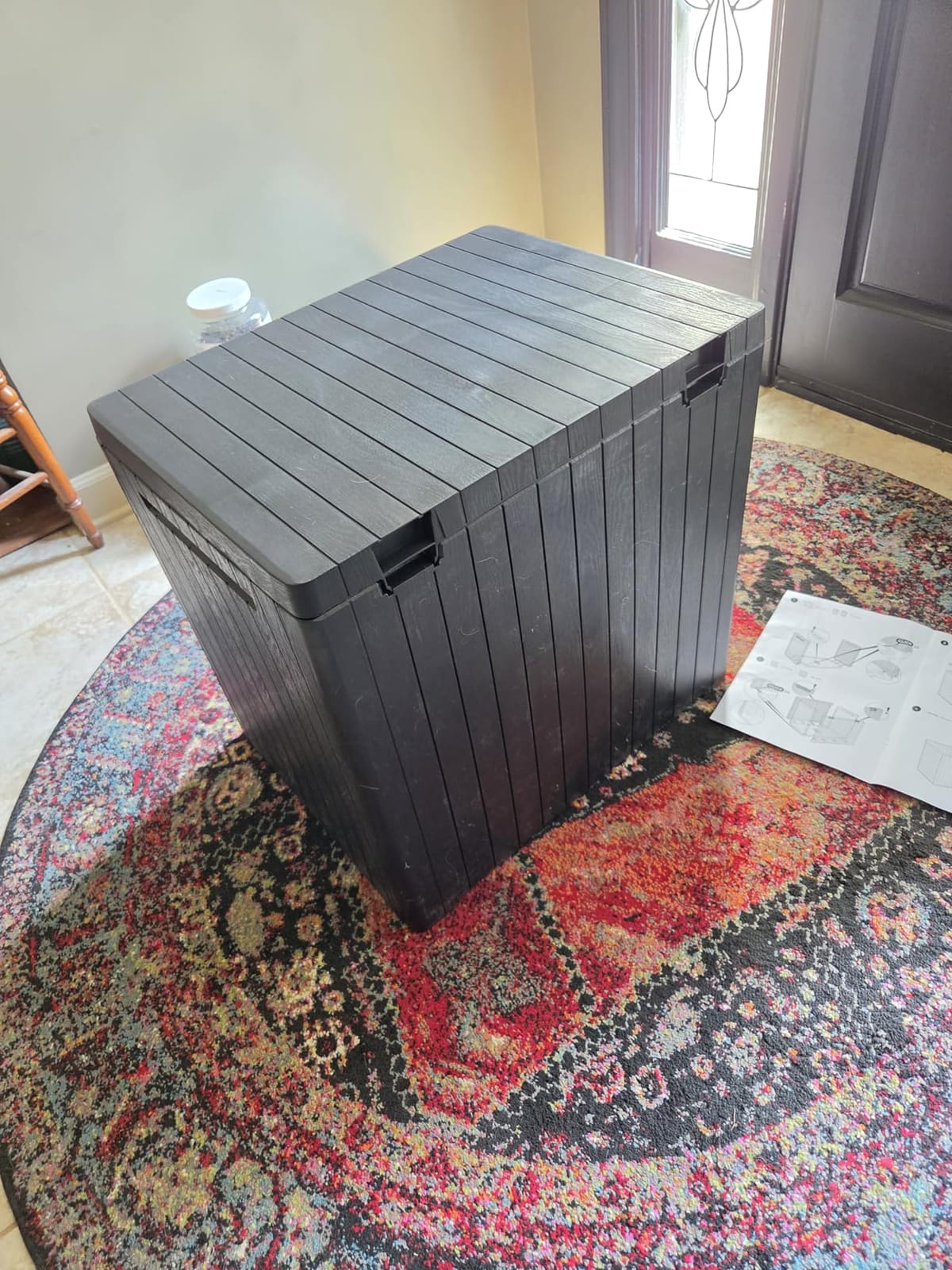Keter City 30 Gal Outdoor Storage Box and Patio Side Table | Grey, Resin, Compact, Weatherproof, Lockable, Easy Assembly, Organization, Pool Accessories Storage customer photo 1