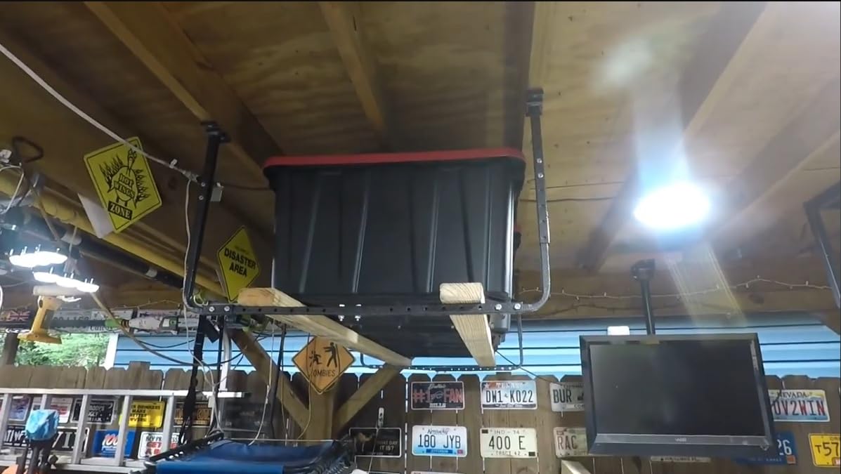 HyLoft Adjustable Garage Ceiling Mount Storage Rack Kit, Ceiling Shelving Mounts, 34 in. x 26 in., 80844-10, Hammertone customer photo 2