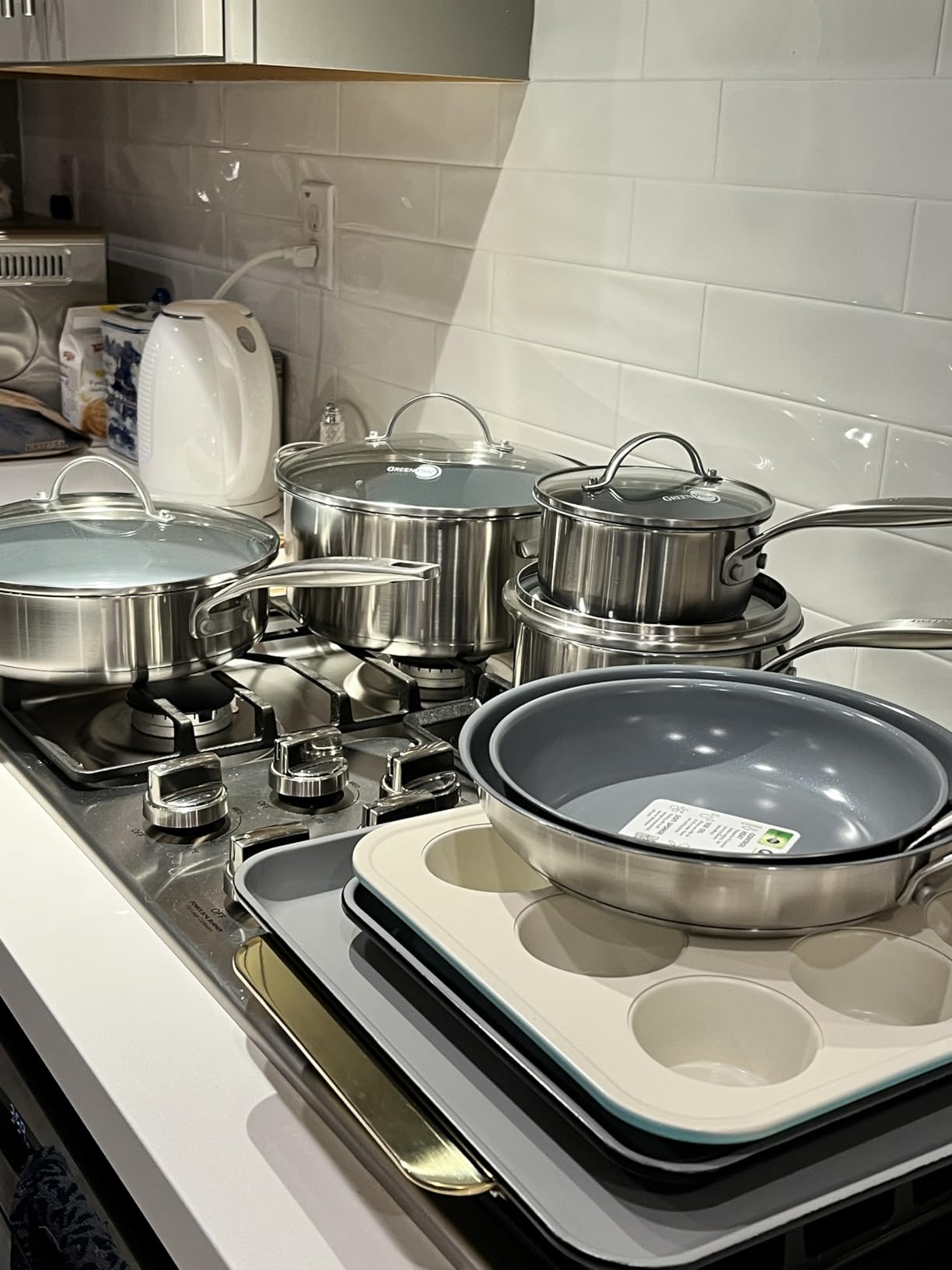Treviso 10 Piece Cookware Set, Non-Toxic PFAS-Free Stainless Steel Ceramic Nonstick Coating, Induction Suitable, Pots, Pans Lids, Sauté & Saucepans, Multi Clad, Dishwasher & Oven Safe customer photo 1