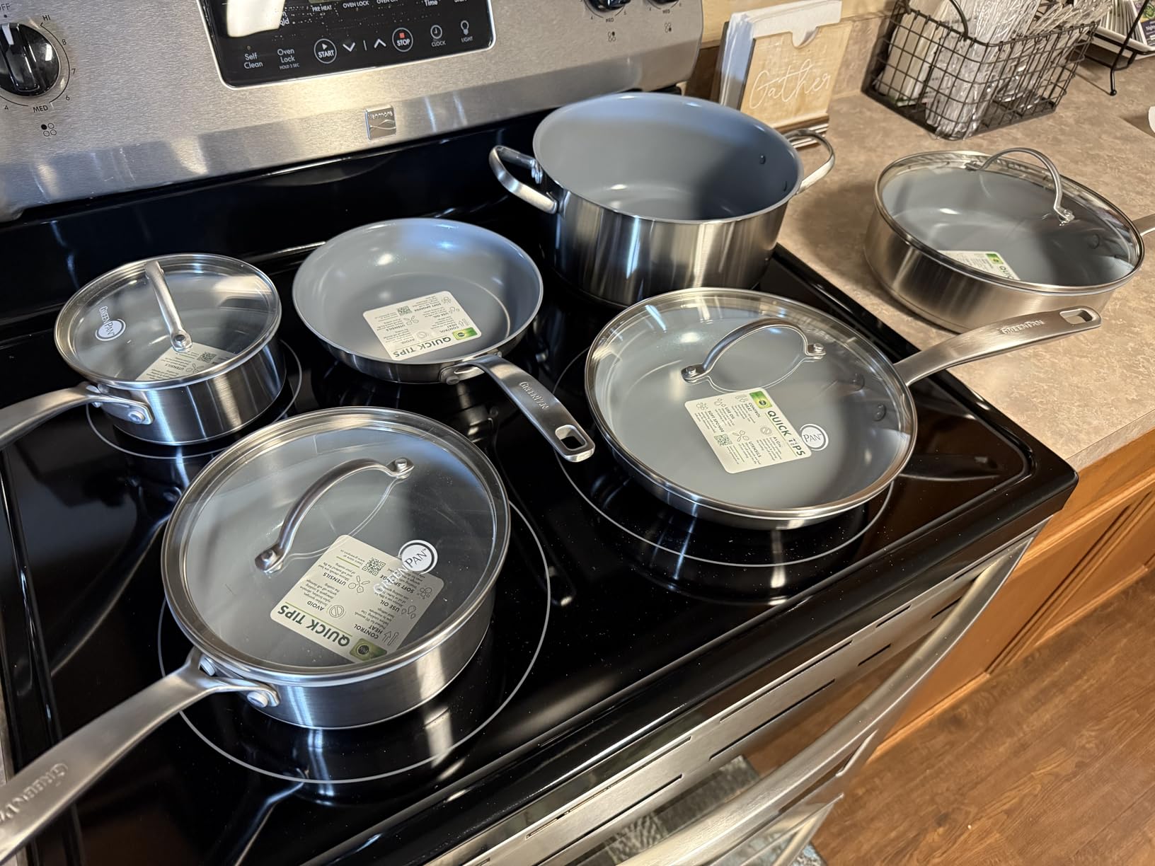 Treviso 10 Piece Cookware Set, Non-Toxic PFAS-Free Stainless Steel Ceramic Nonstick Coating, Induction Suitable, Pots, Pans Lids, Sauté & Saucepans, Multi Clad, Dishwasher & Oven Safe customer photo 2