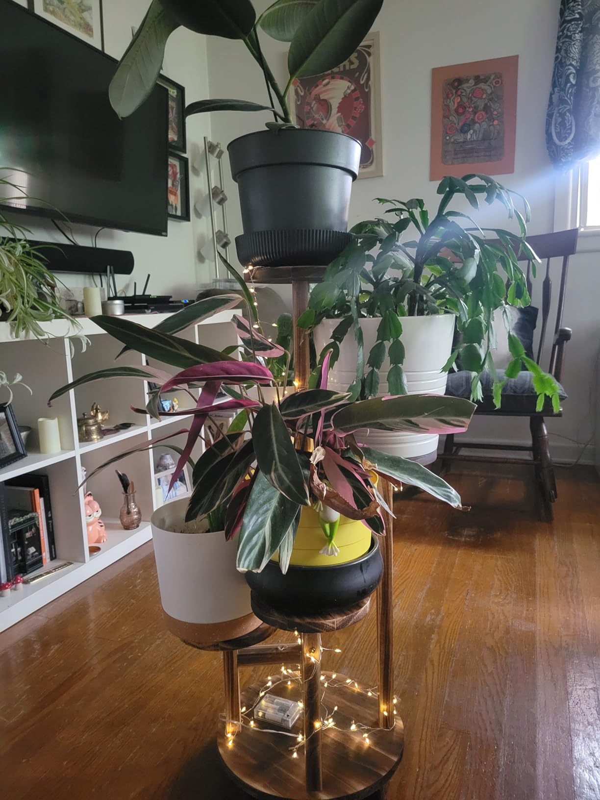 GEEBOBO 5 Tiered Tall Plant Stand for Indoor | Wood Plant Shelf Corner Display Rack, Multi-tier Planter Pot Holder Flower Stand for Living Room Balcony Garden Patio, Brown customer photo 2