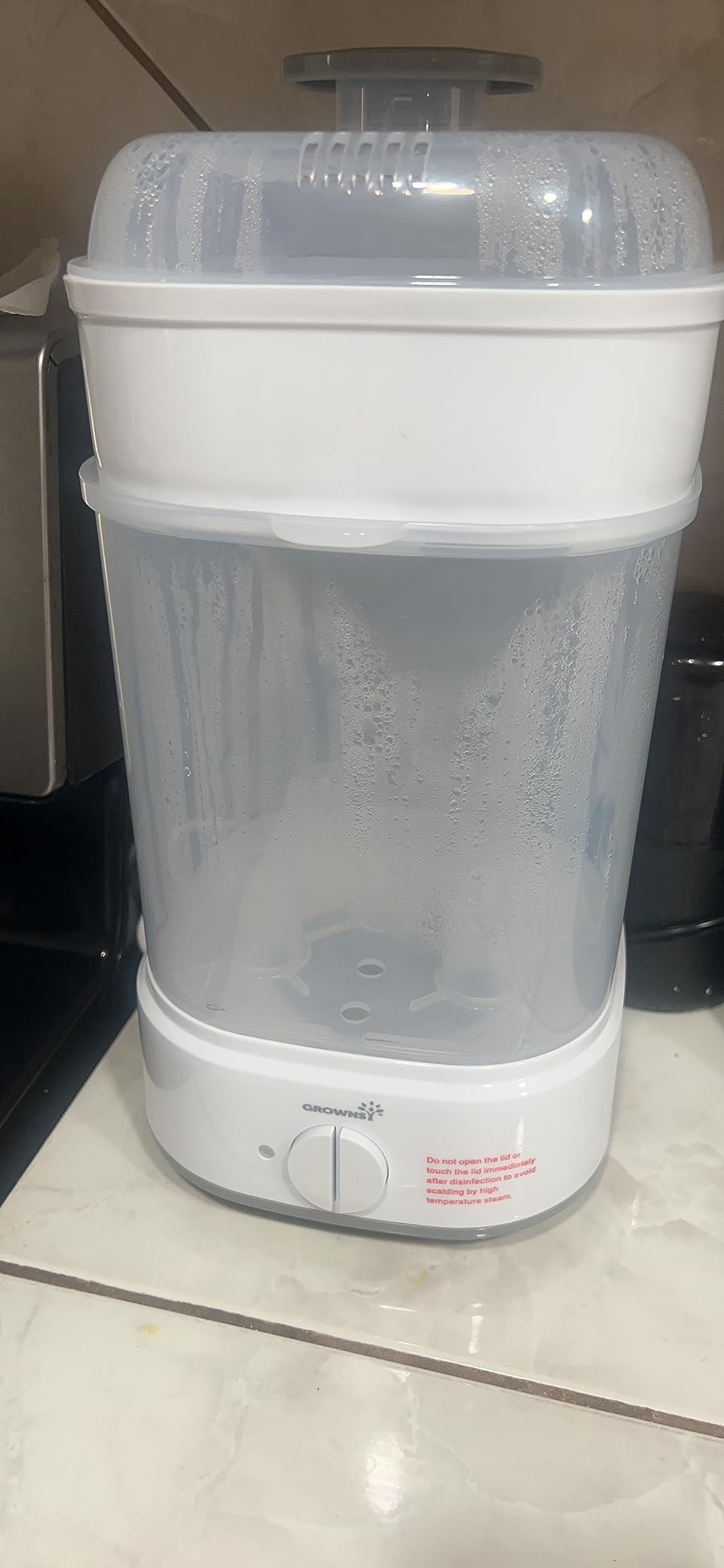 GROWNSY Electric Baby Bottle Sterilizer with 8-Minute Fast Sterilization | Fits 5 Bottles and Breast Pump Parts, 3 Modular Modes for Home or Travel Use, Prevents Secondary Pollution, White customer photo 1
