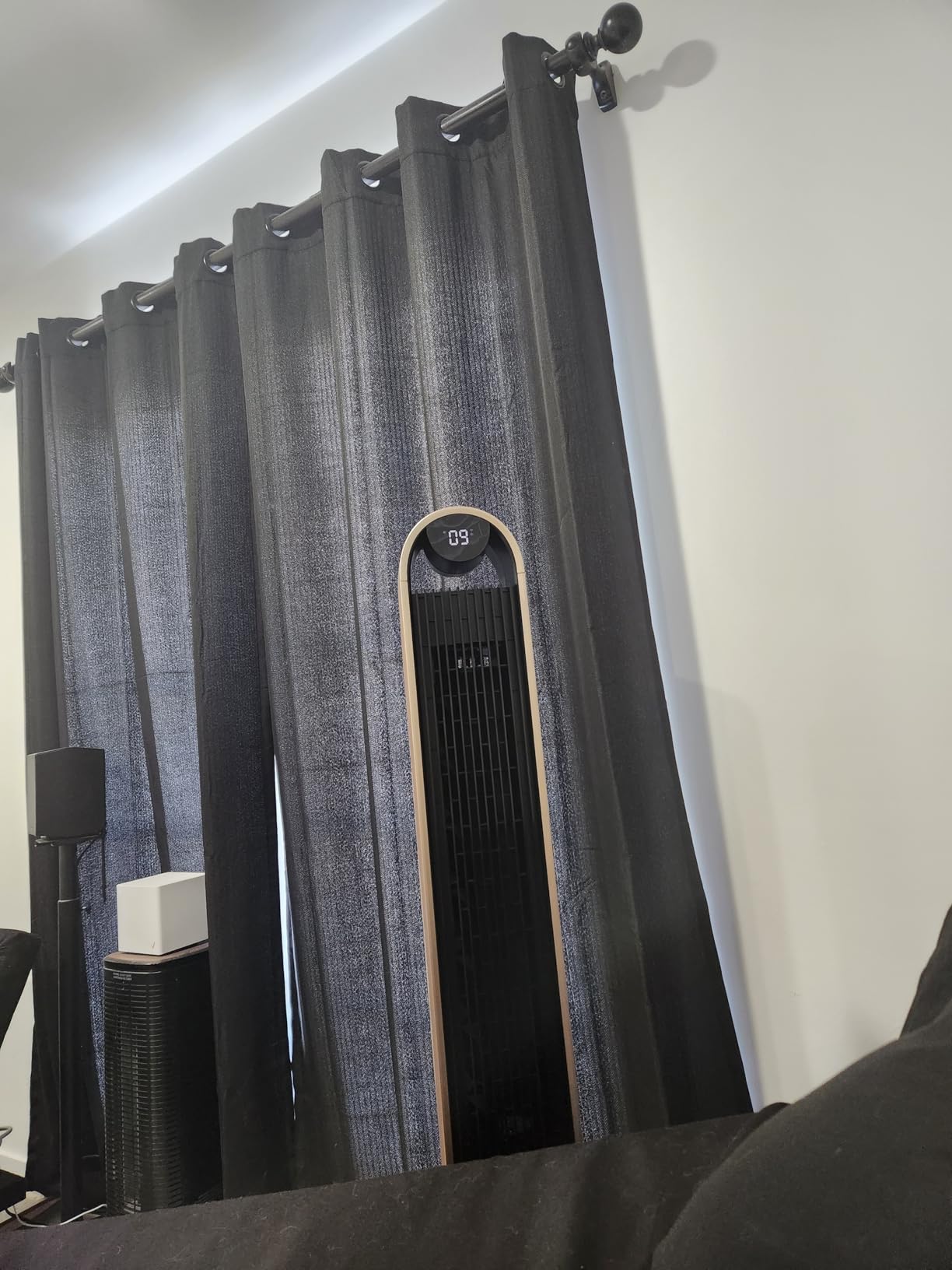 DREO Smart Tower Fan for Bedroom, 120° Oscillating Fan, 12 Speeds, 28ft/s Airflow Quiet Fan, DC Motor, 4 Modes Standing Fan, 12H Timer Cooling Fan for Home, Living Room, App & Alexa Control customer photo 1