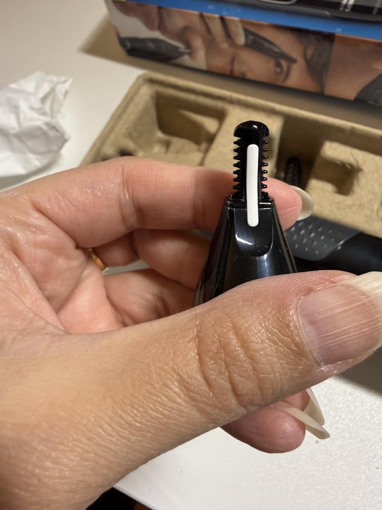 Norelco Philips Nose Trimmer 3000 for Nose, Ears & Eyebrows - Protective Guard System, Dual-Sided Steel Blades, Eyebrow Combs, Rotary Trimmer, Fully Washable, AA Battery, NT3600/62 customer photo 2