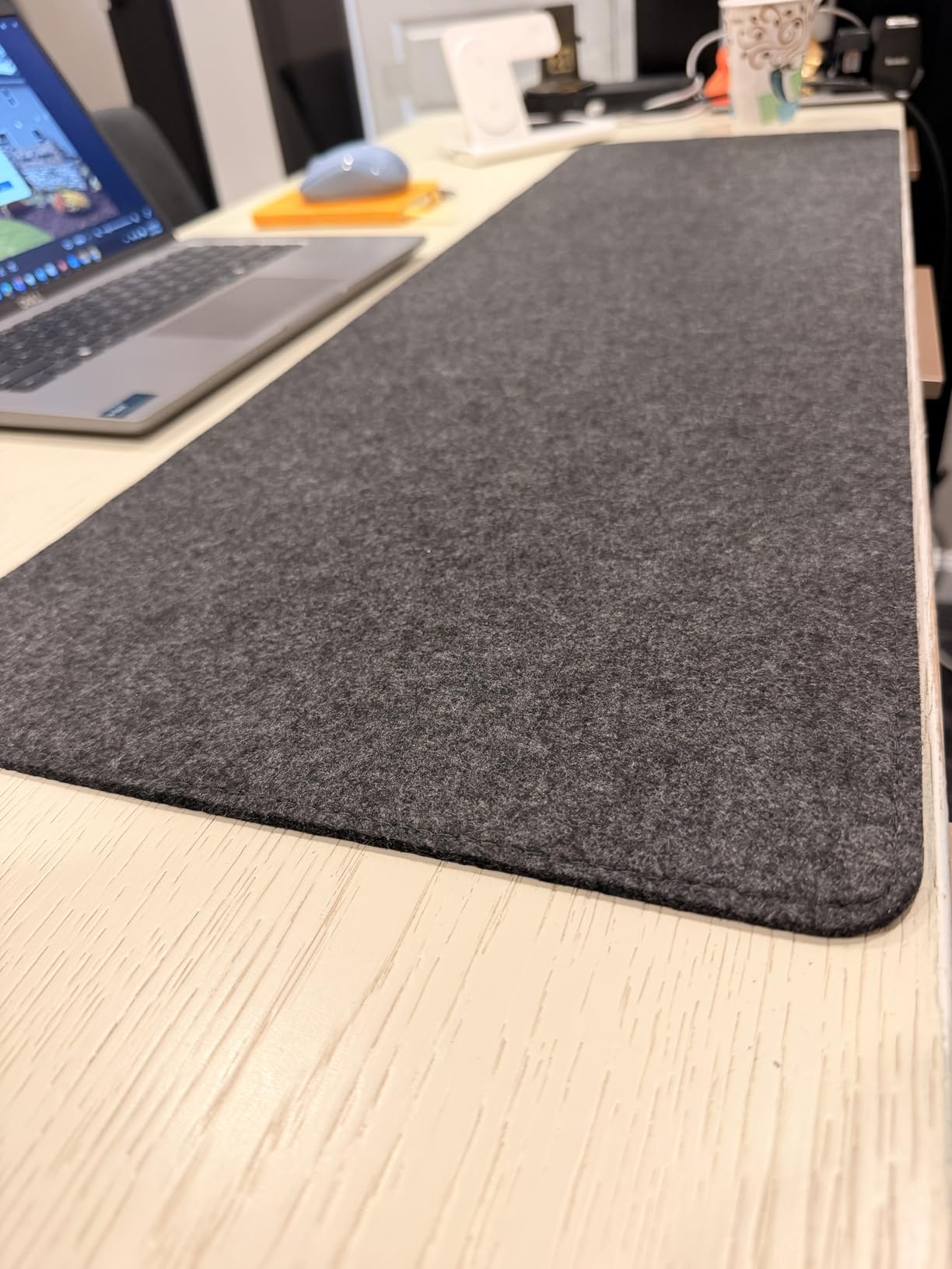 DAWNTREES Felt Desk Mat, Computer Mat for Desk, Dark Gray (36x12 Inches) | Non-Slip Large Felt Mouse Pad and Keyboard Mat, Felt Desk Pad for Office and Home, Desktop Protection customer photo 1