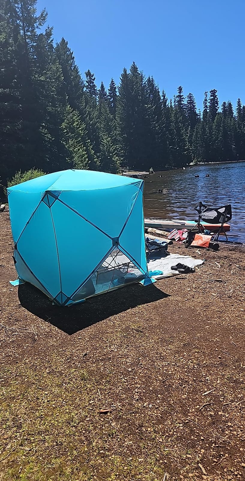 Old Bahama Bay Pop Up Beach Tent, Portable Shade Sun Shelter UPF50+ UV Protection for 4 Person Extendable Floor for Fishing Hiking Camping, Waterproof Windproof(Blue) customer photo 1