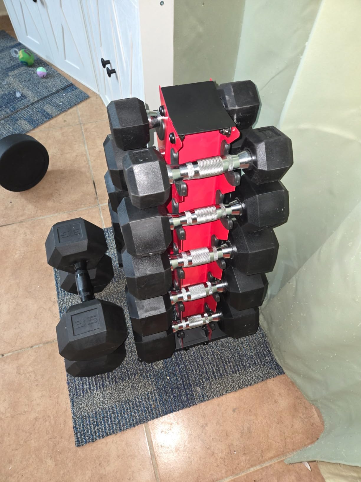 CAP Barbell 150 LB Coated Hex Dumbbell Weight Set with Vertical Rack | Multiple Options customer photo 2