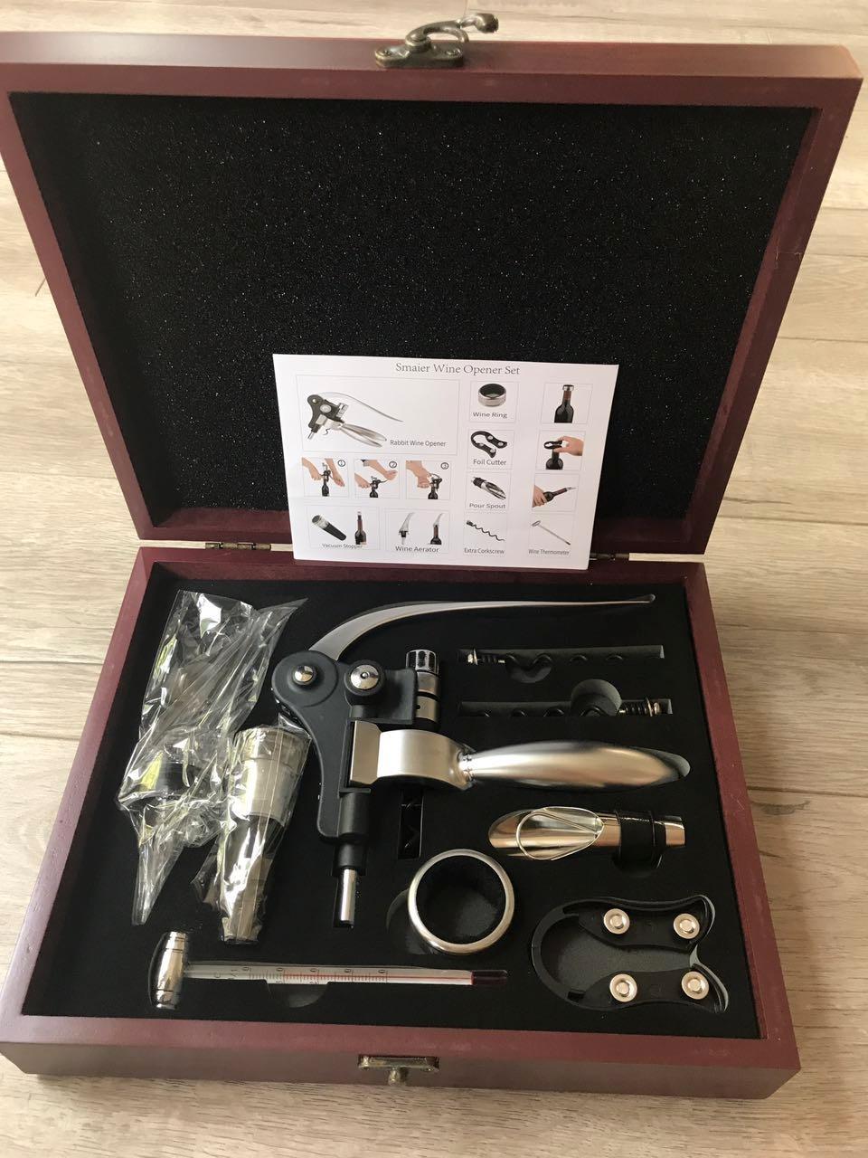 Wine Opener,Wine Bottle Opener, Wine Accessories Areator Wine Opener Kit, Red wine Corkscrew Set with Wood Case,Wine Gift with Luxury Packaging customer photo 2