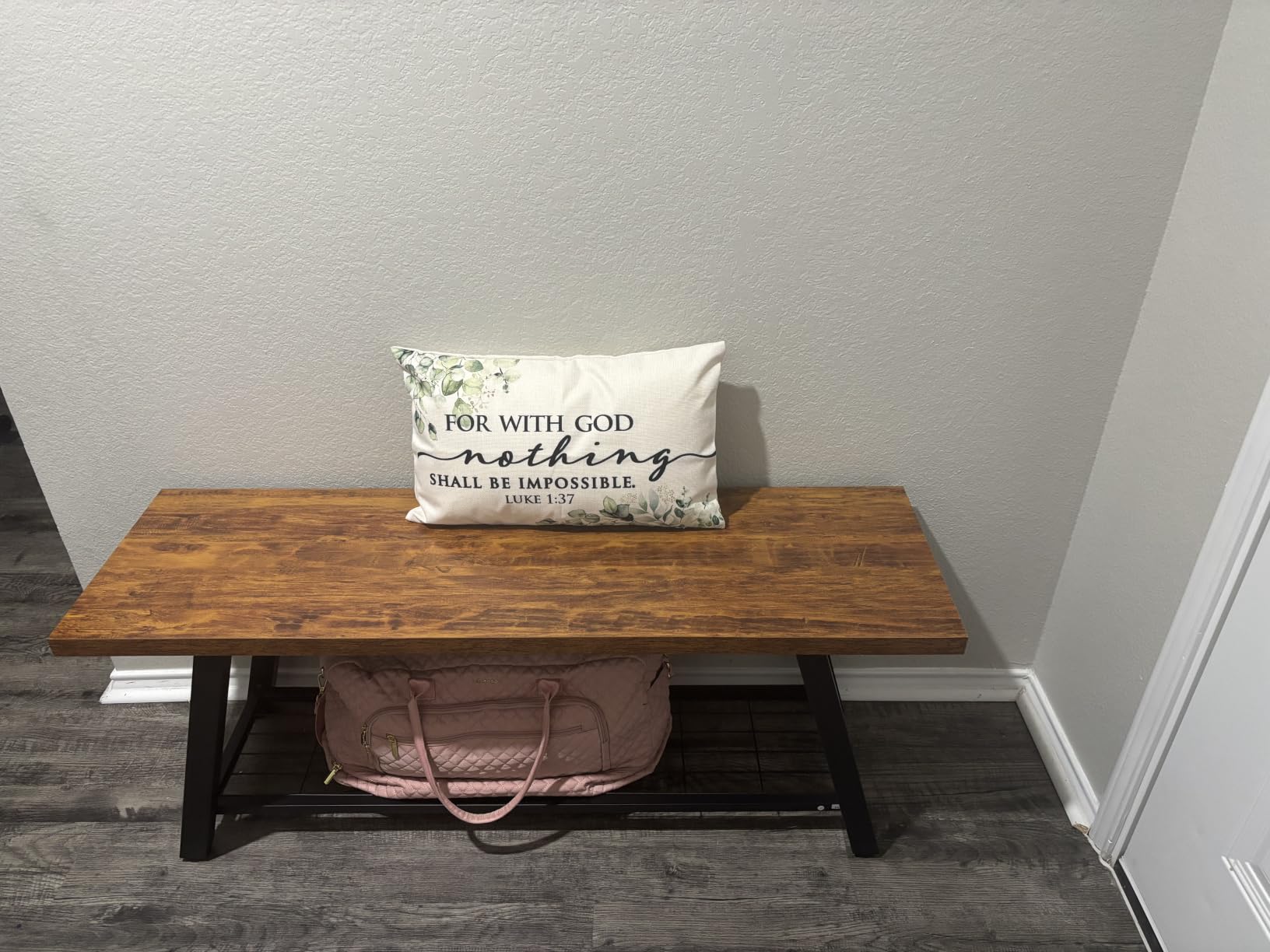 Oastreeful Storage Bench Industrial Rustic Wooden and Metal Entryway Shoe Boots Storage Rack Long Bench Seat for Hallway Bedroom Retro Brown Farmhouse Style customer photo 2