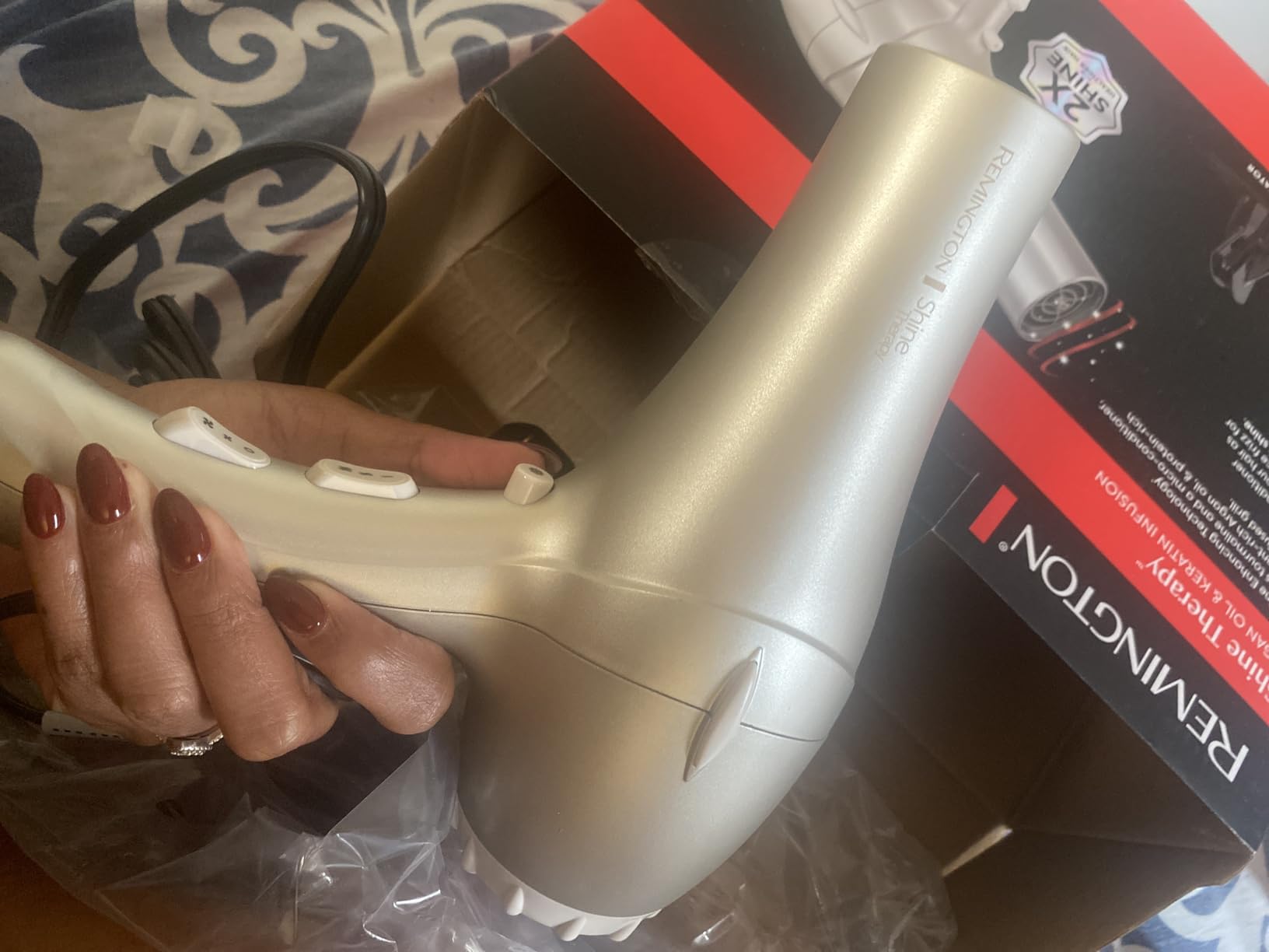 Shine Therapy Hair Dryer, 1875W Ionic Ceramic Blow Dryer | Infused with Argan Oil and Keratin for Healthy-Looking Hair, Ceramic Technology for smooth, frizz control customer photo 2