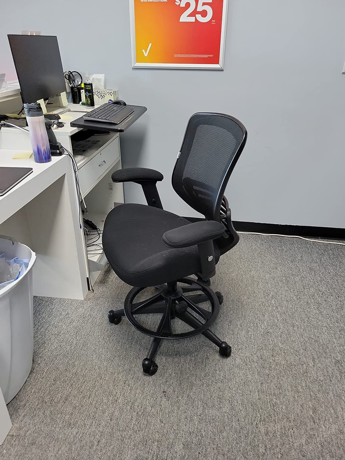 BOLISS 400lbs Mid Back Mesh Ergonomic Drafting Office Chair | for Standing Desk, Extra Wide Seat, 2 locking position, Lower Back Support, Adjustable Foot Ring Height Adjustable Armrest customer photo 1