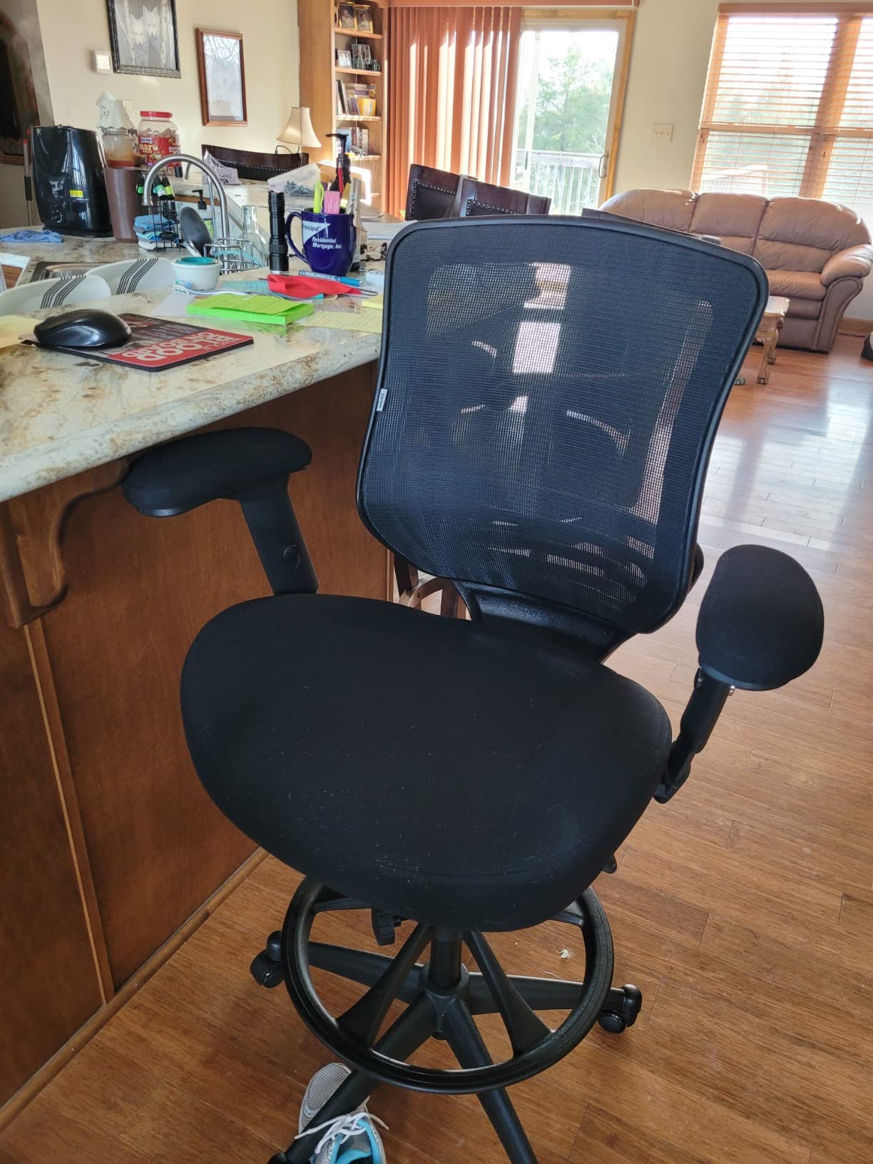 BOLISS 400lbs Mid Back Mesh Ergonomic Drafting Office Chair | for Standing Desk, Extra Wide Seat, 2 locking position, Lower Back Support, Adjustable Foot Ring Height Adjustable Armrest customer photo 2