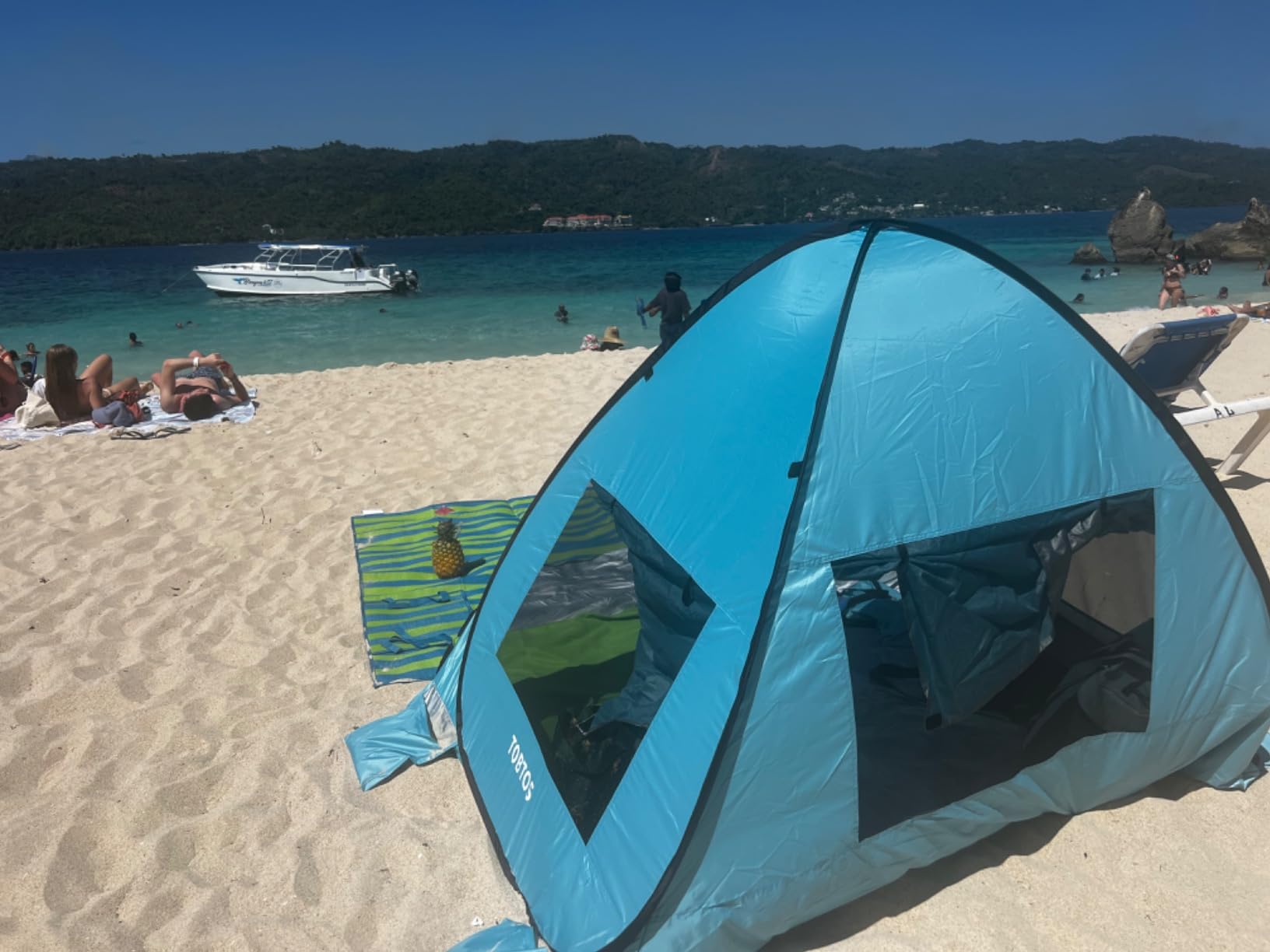 TOBTOS UPF 50+ Pop Up Beach Tent, Easy Set Up Beach Umbrella, UV Protection Portable Sun Shelter, Lightweight with Carry Bag customer photo 1