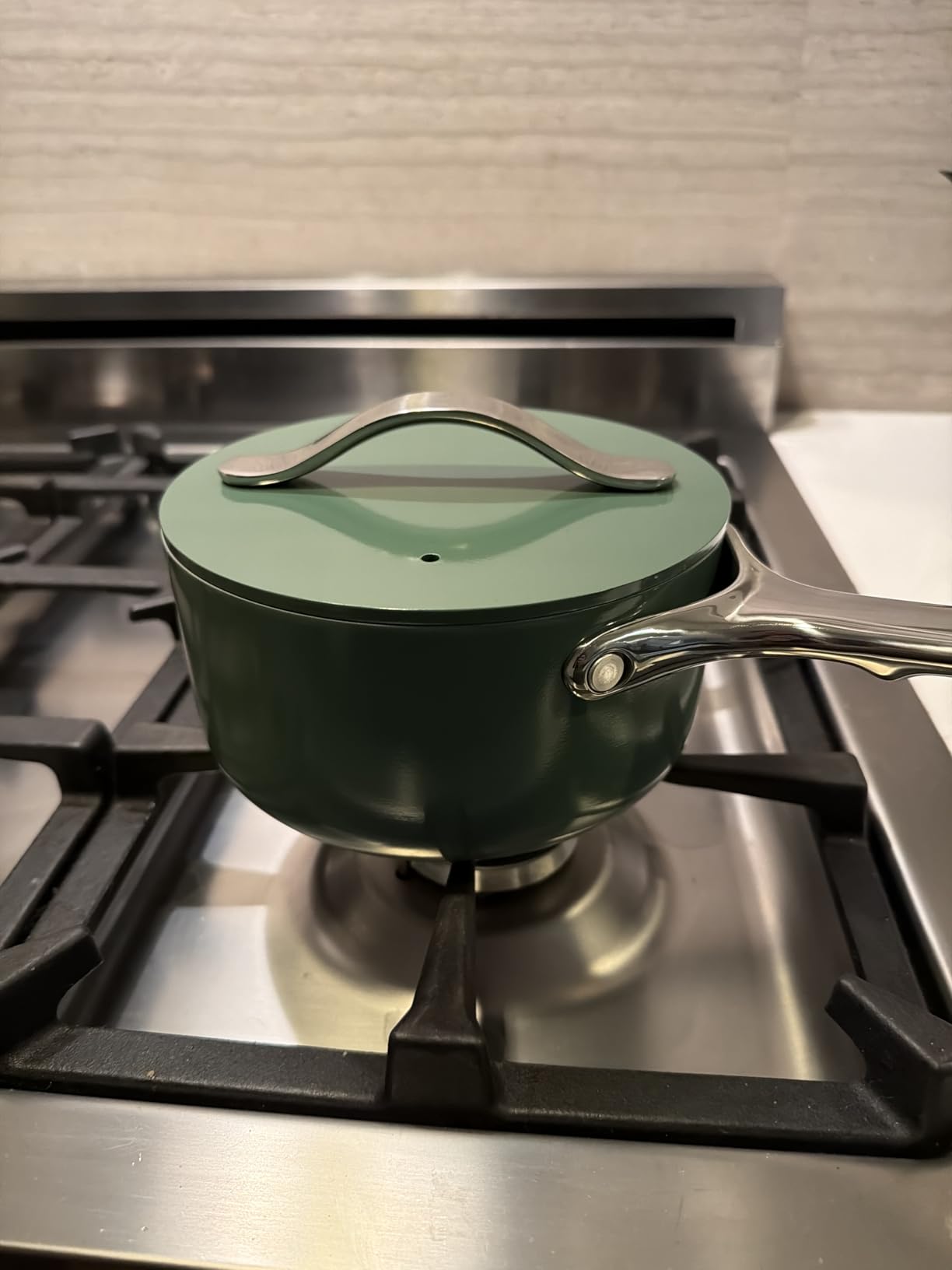 Caraway Non-Stick 3 qt Ceramic Sauce Pan with Lid | Non-Toxic, PTFE and PFOA Free, Oven Safe and Compatible with All Stovetops (Gas, Electric and Induction), Cream customer photo 1