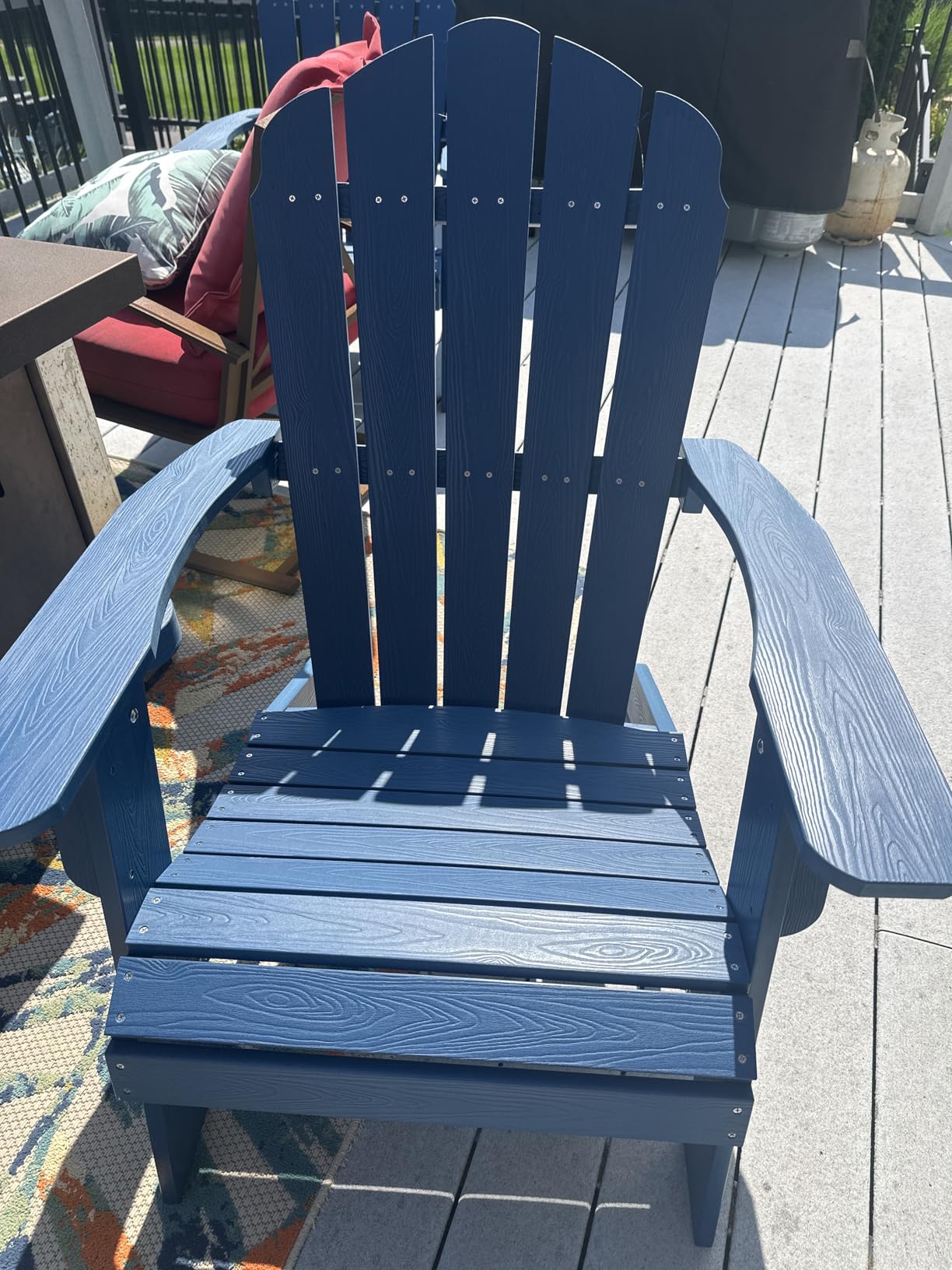 YEFU Oversized Adirondack Chair with Cup-Holder- Navy Blue | Heavy Duty Poly Lumber Outdoor Fire Pit Chair, Weather Resistant, Plastic Chair for Patio, Lawn, Deck, Weight Capacity 450lbs customer photo 1