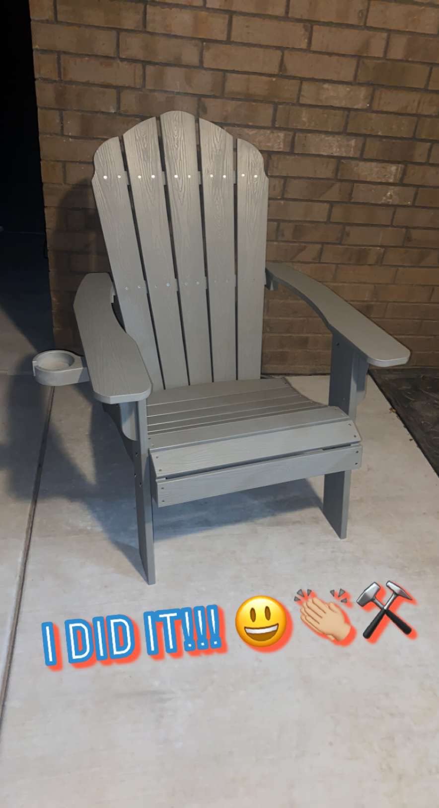 YEFU Oversized Adirondack Chair with Cup-Holder- Navy Blue | Heavy Duty Poly Lumber Outdoor Fire Pit Chair, Weather Resistant, Plastic Chair for Patio, Lawn, Deck, Weight Capacity 450lbs customer photo 2