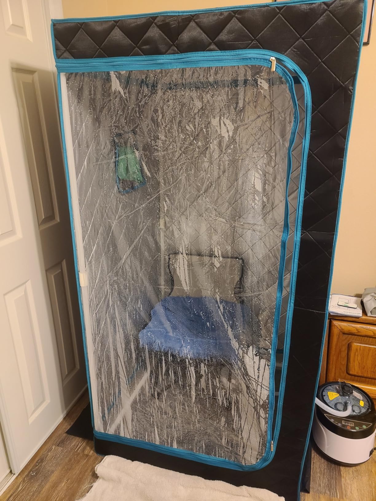 ZONEMEL Full Size Portable Steam Sauna Kit, Personal Full Body Home Spa for Detox, Relaxation, 4 Liters 1500 Watt Steamer, Remote Control, Timer, Foldable Chair (L31.5 x W31.5 x H55.1, 3 Windows) customer photo 2