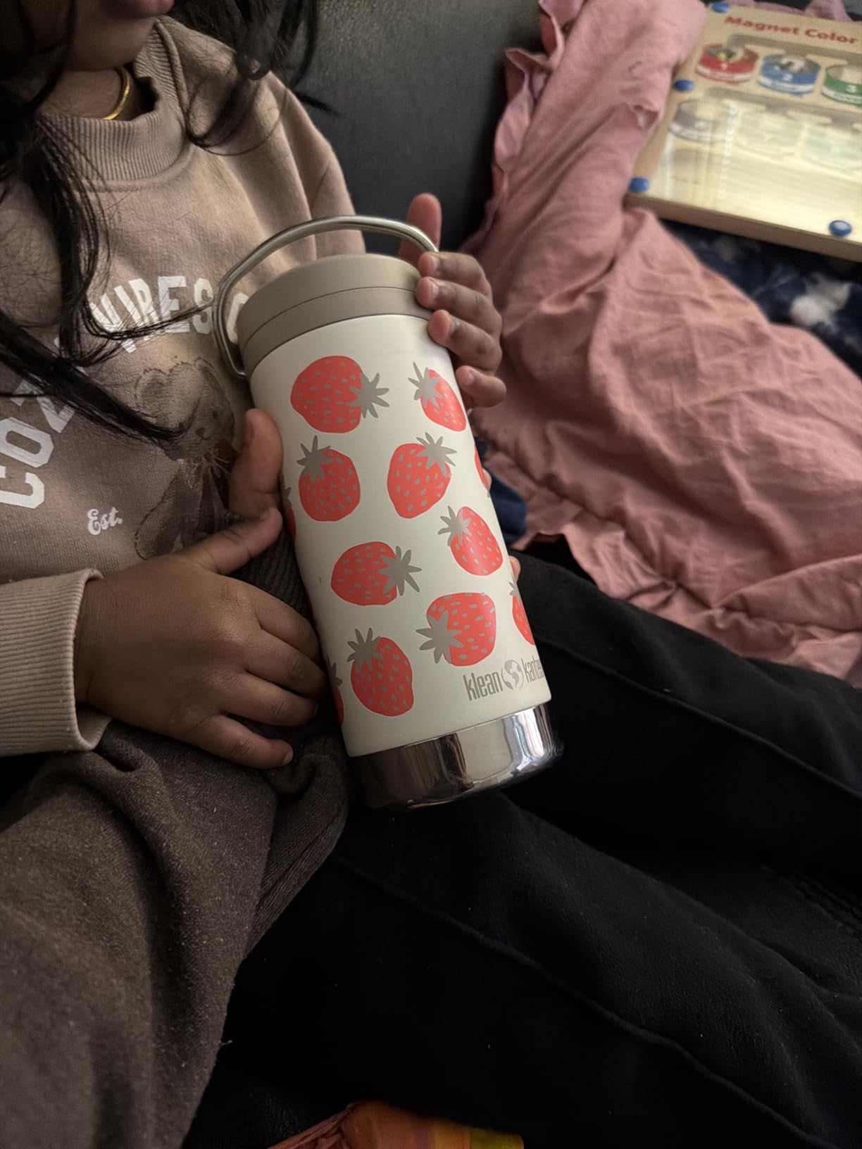 Klean Kanteen TKWide Insulated Bottle - Twist Cap, Steel Straw - Dishwasher - Strawberries 12 oz customer photo 1