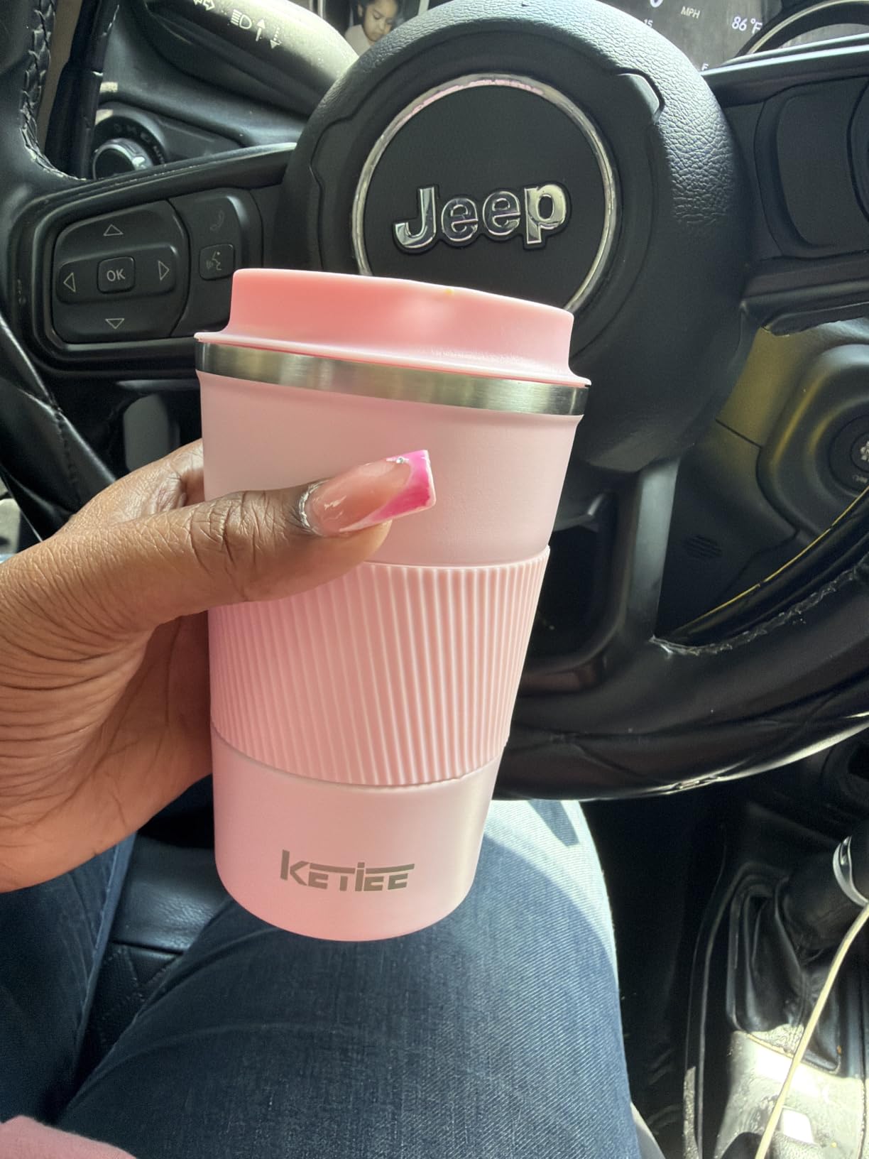 KETIEE Travel Mug 12oz, Vacuum Insulated Coffee Mug with Leakproof Lid, Travel Coffee Tumbler Stainless Steel Double Walled Reusable Coffee Cup customer photo 2