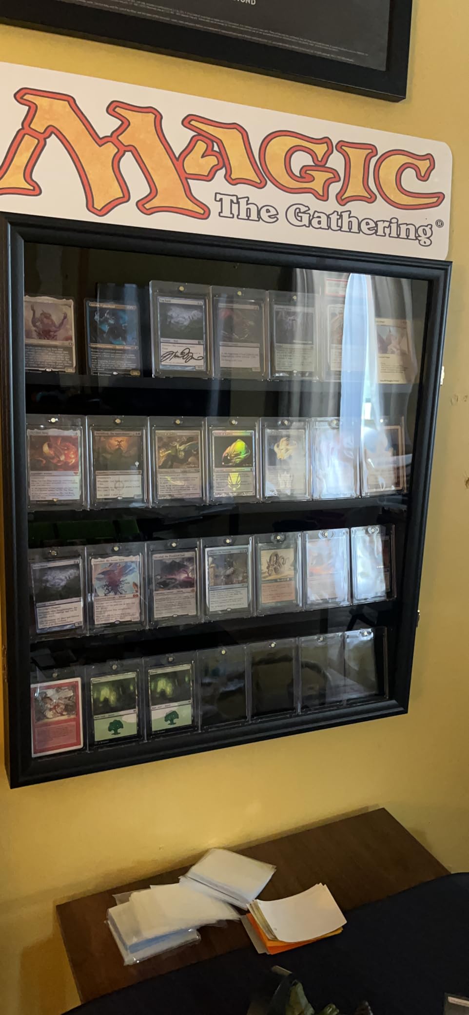 Grintus Graded Card Display Case, 24-Card Trading Card Display Frame, 1P | Wall Mount, Vertical Black Wood Sports Card Cabinet, Lockable, Felt Lining, UV Protection Acrylic, Holds 24 Trading Cards customer photo 2