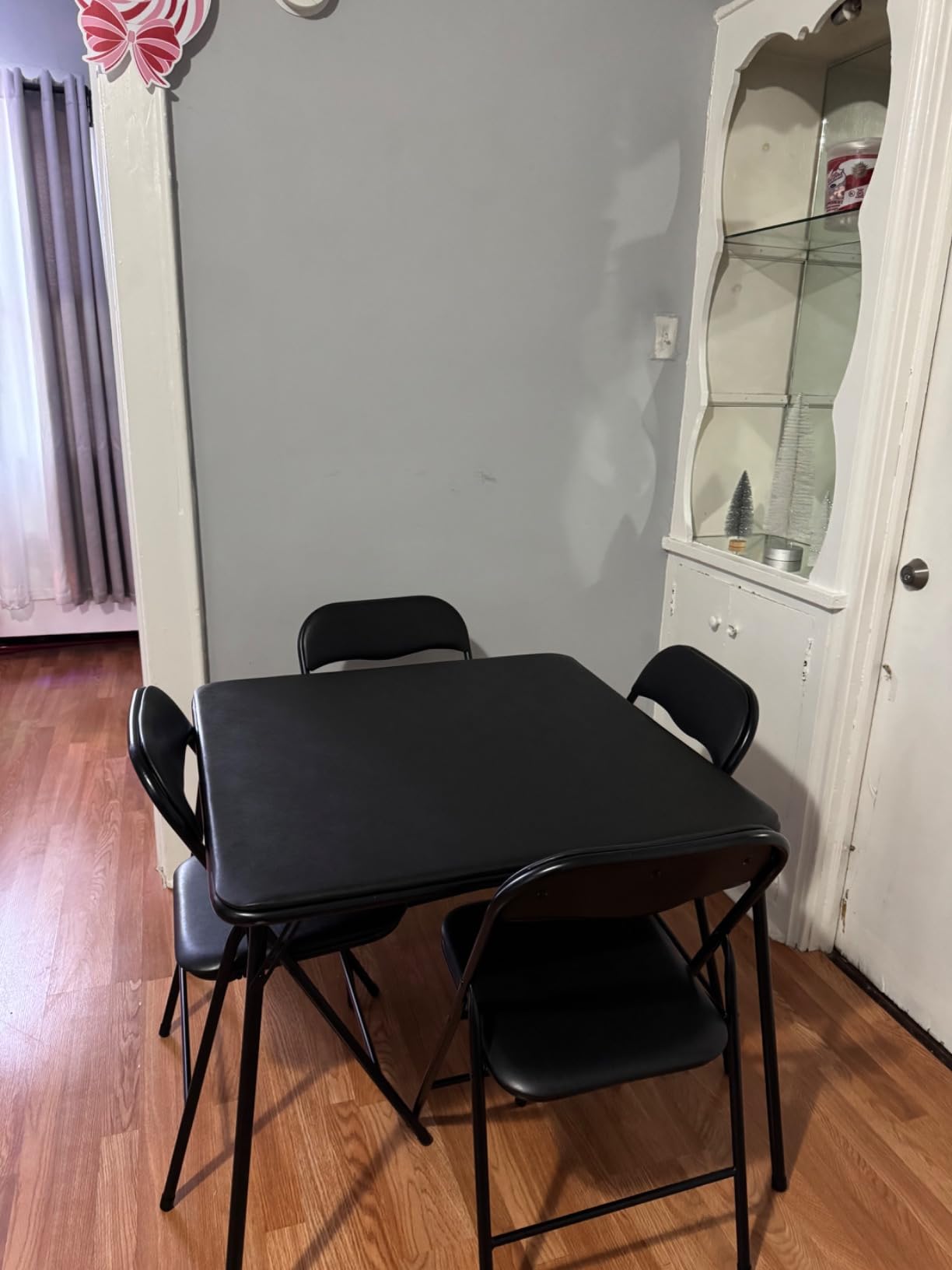 EMMA + OLIVER Tan Square Folding Card Table and Chairs Set for 4 Players | Lightweight, Easy Storage, Padded Top customer photo 1
