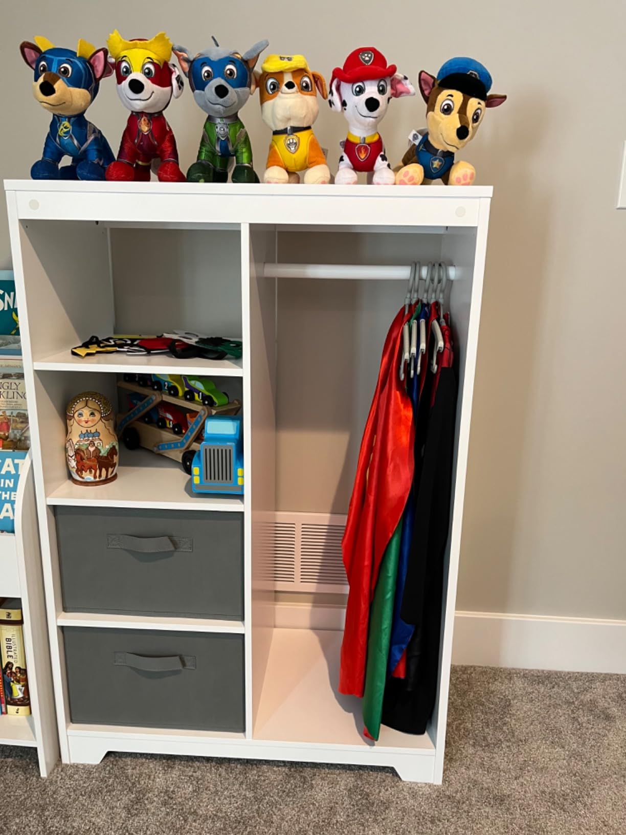 UTEX Kids Dress Up Storage with 2 Storage Bins and Full Length Mirror | Kids Armoire, Opening Hanging Kids Closet Wardrobe, Water-based Paint customer photo 2