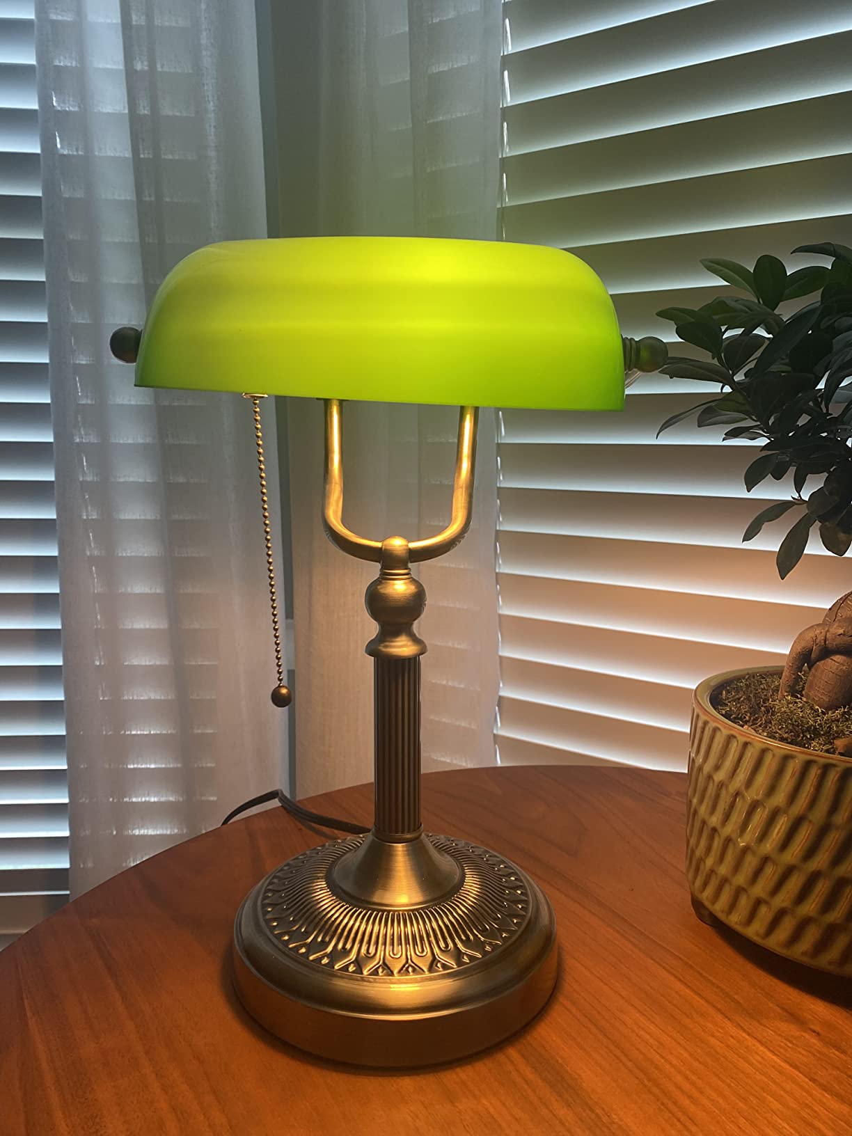 Green Glass Bankers Desk Lamp with Pull Chain Switch Plug in Fixture customer photo 1