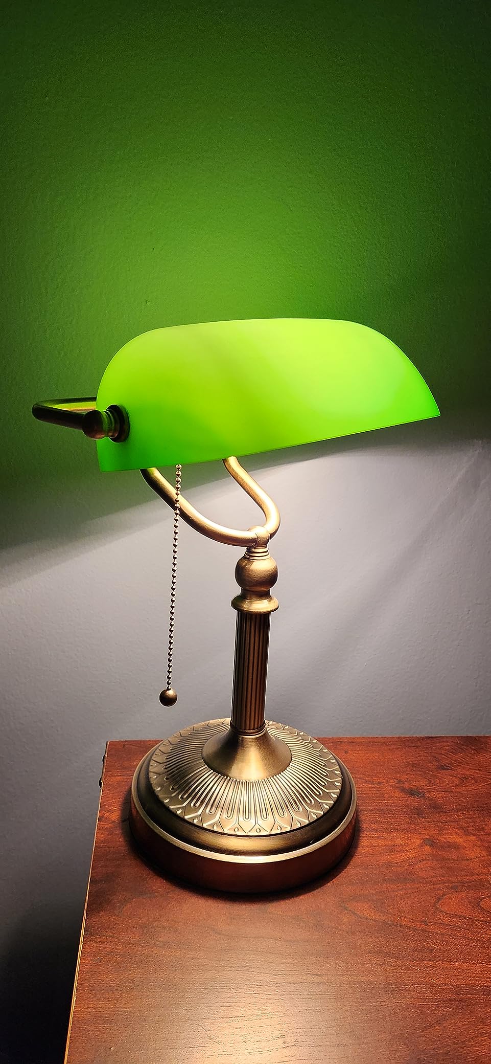 Green Glass Bankers Desk Lamp with Pull Chain Switch Plug in Fixture customer photo 2