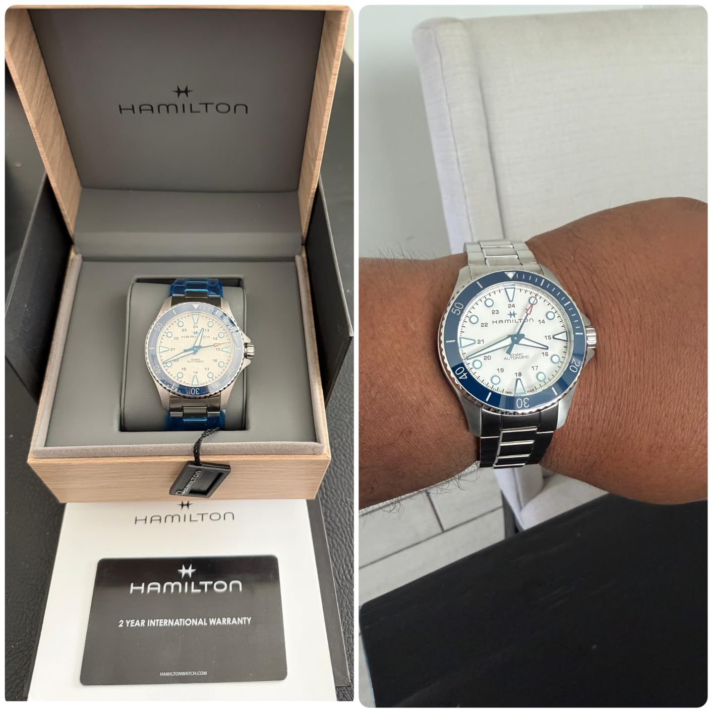 Hamilton Khaki Navy Automatic Men's Watch, 43mm Stainless Steel Case, Swiss Made, Silver Dial Analog Wrist Watch for Men, 300m Waterproof, Sapphire Crystal, Stainless Steel Strap customer photo 1