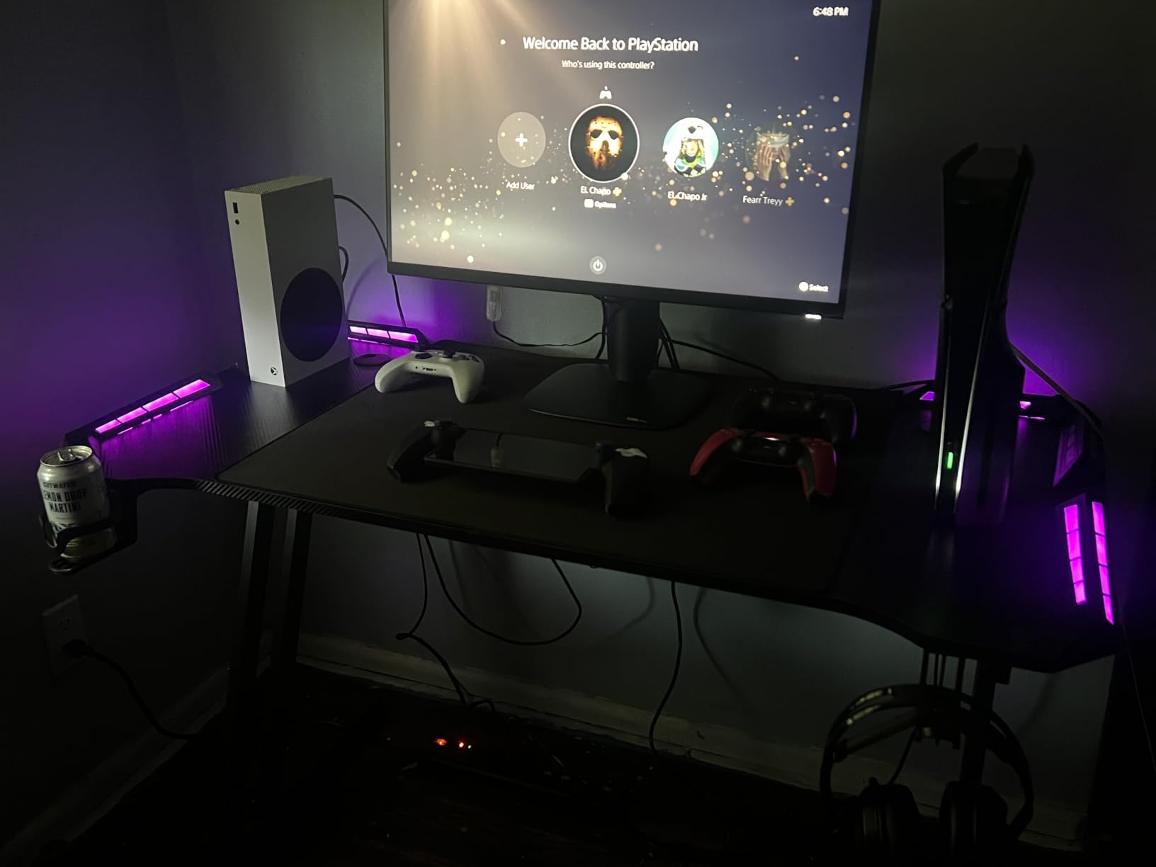 HLDIRECT 47 Inch Gaming Desk with App-Controlled RGB LED Lights, Black | Z-Shaped Frame Design, Cup Holder, Headphone Hook, Cable Management & Mouse Pad, Dual-Monitor Setup customer photo 1