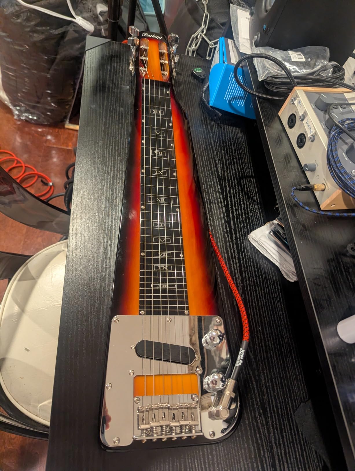 Batking Lap Steel Guitar, Electric Slide Guitars 6 String Slotted Headstock Guiter With Gig Bag Sunburst customer photo 2