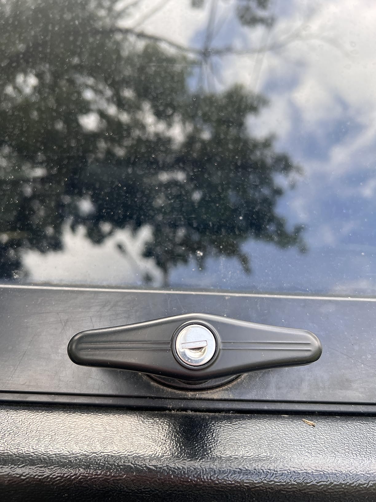 Pickup Truck Cap Topper Camper Shell Locking T-Handle -with 2 Keys for Most Brands of Truck caps, Toppers, Camper Tops Black Powder Coated Finish-Left Side customer photo 2