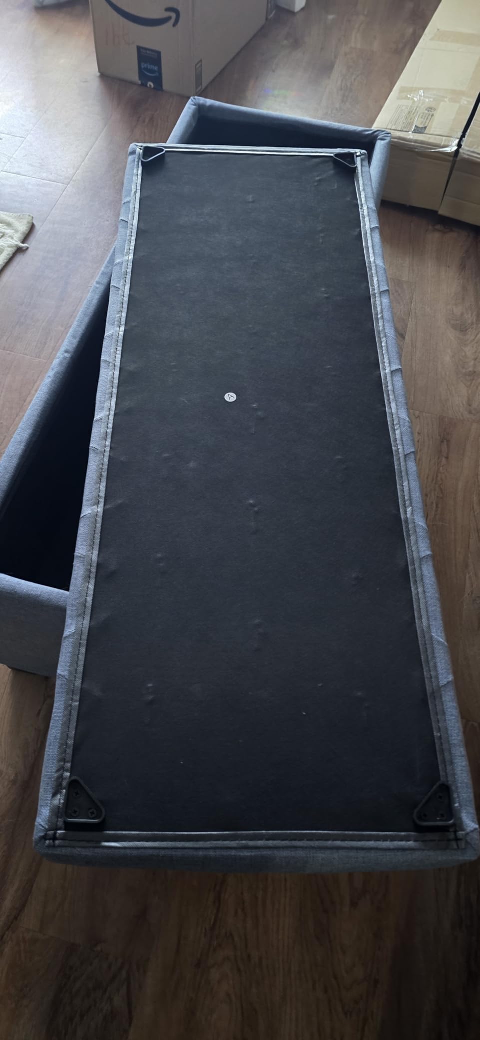 SONGMICS Storage Ottoman Bench, Foot Rest with Legs, Load up to 661.4 lb | End of Bed Bench, Storage Chest, 43.3 x 15.8 x 15.8 Inches, Slate Gray and Ink Black, MELISA Collection ULSF088G01 customer photo 1