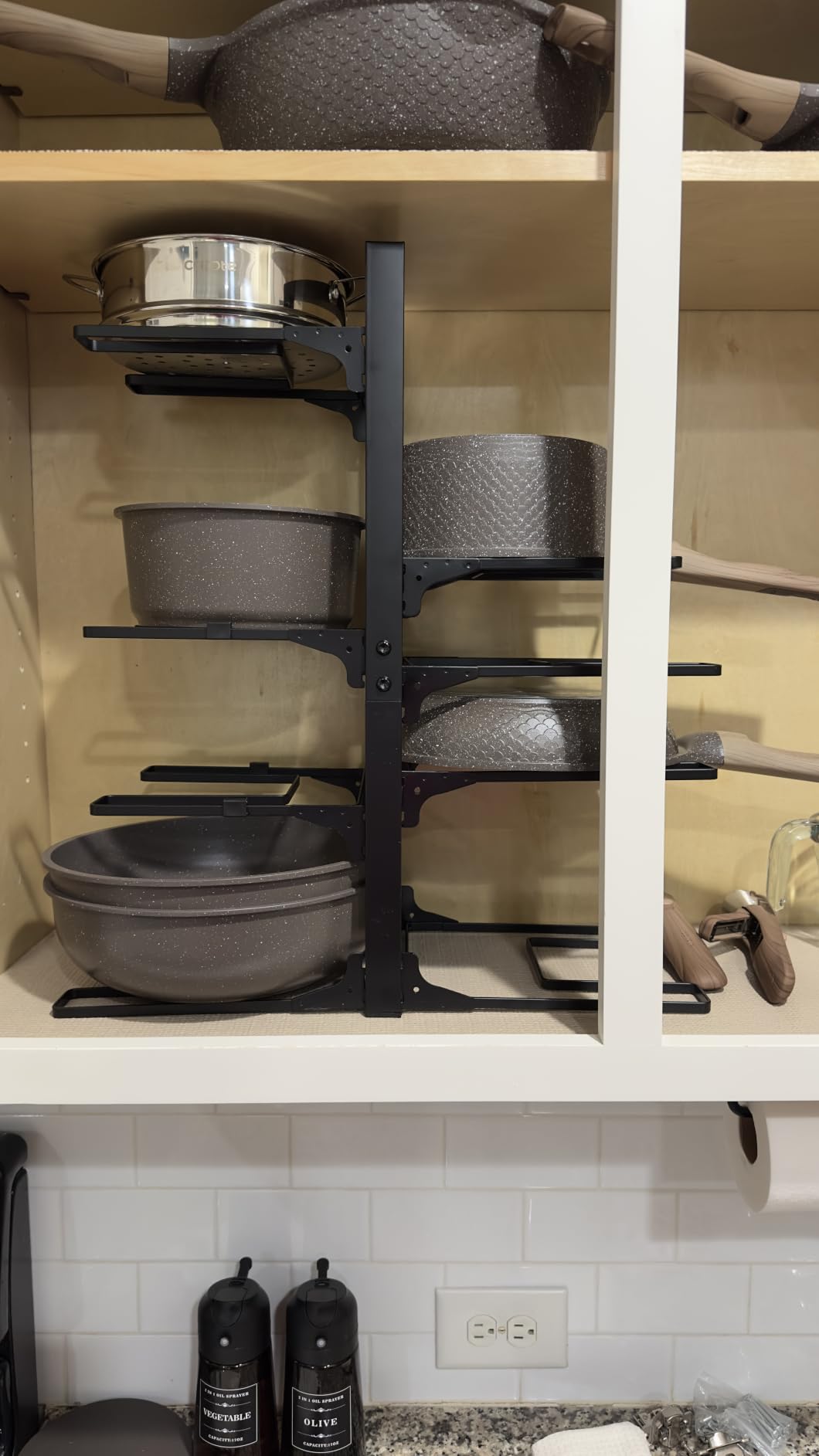 MUDEELA 8-Tier Heavy Duty Pots and Pans Organizer under Cabinet, Black | Adjustable 15.83