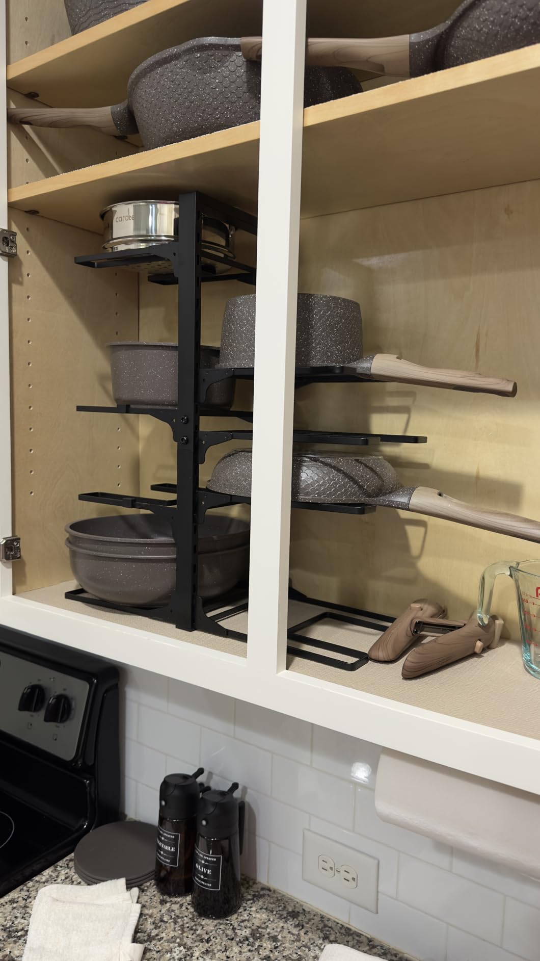 MUDEELA 8-Tier Heavy Duty Pots and Pans Organizer under Cabinet, Black | Adjustable 15.83
