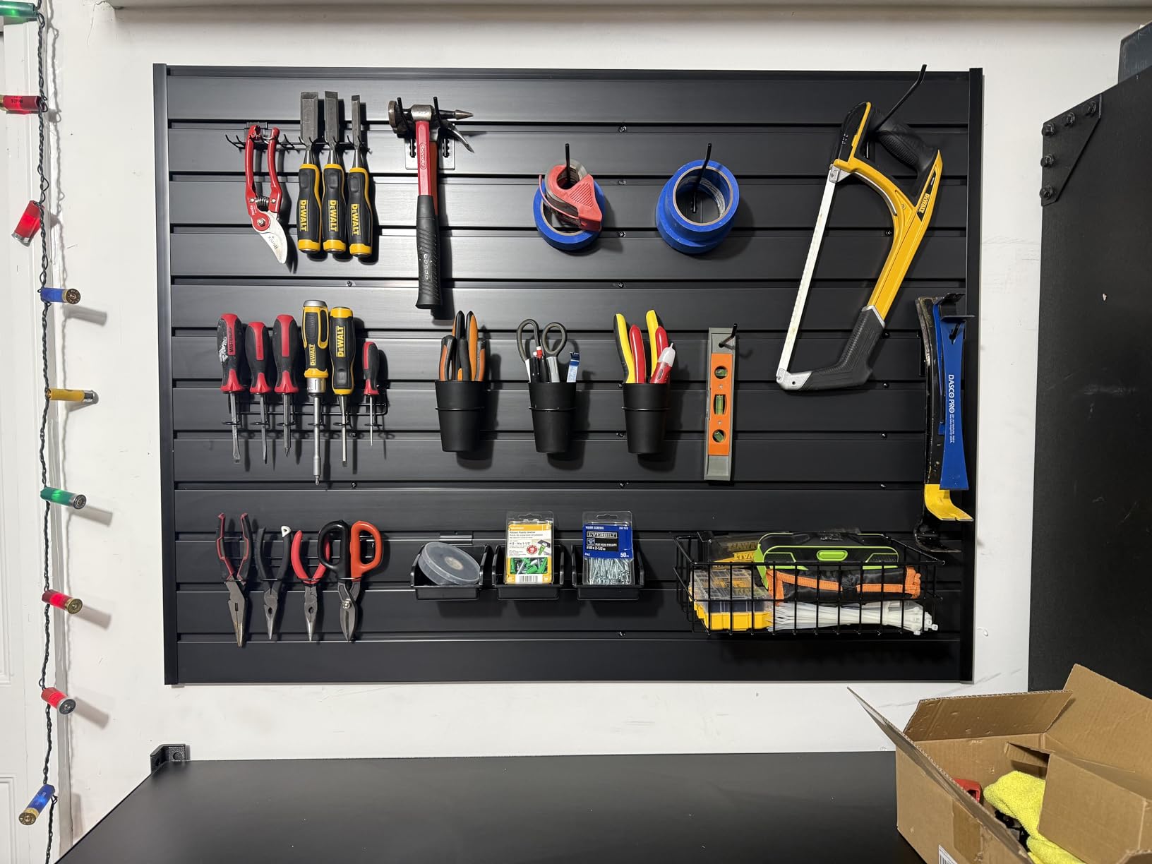 Heavy Duty 8'H X 4'W PVC Garage SlatWall Storage System (with Endcaps & Screws) - Modular Slat Wall Paneling for Garage Wall Organizer - Interlocking SlatWall Panels for Home & Commercial Use (Grey) customer photo 1