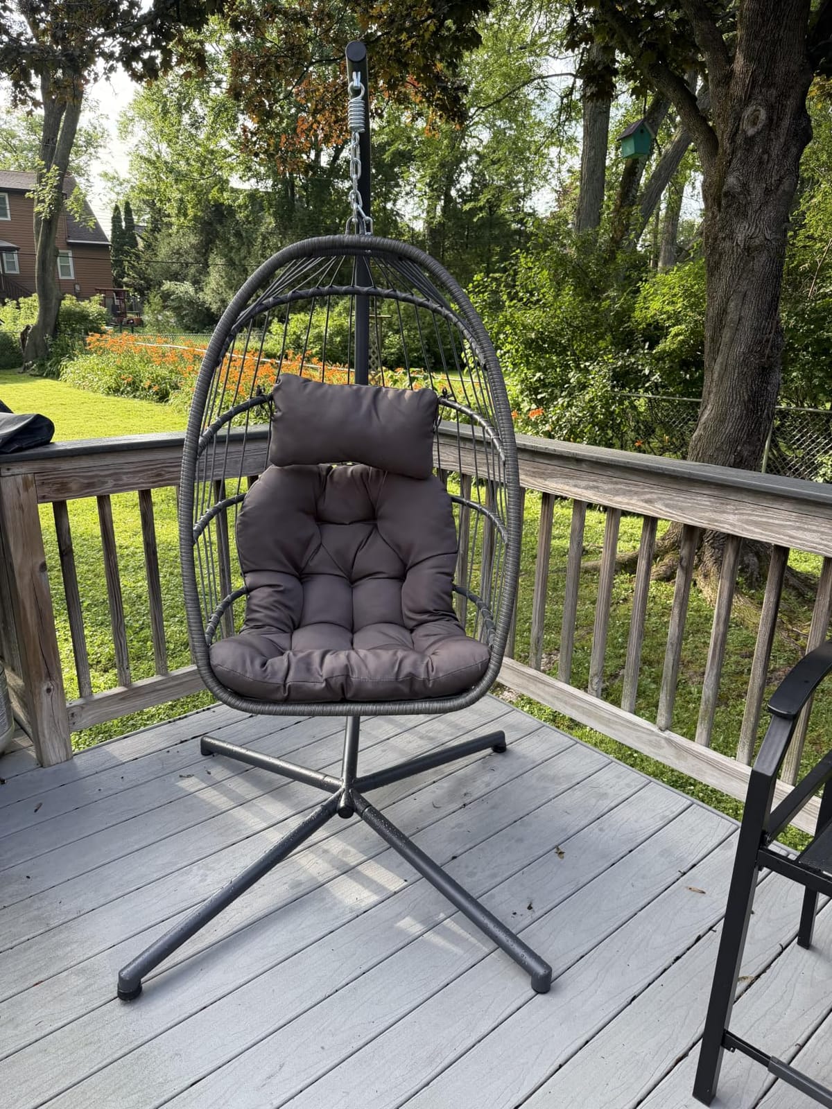 Yechen Indoor Outdoor Egg Hanging Chair with Stand, Charcoal Grey | Egg Chairs with UV Resistant Cushion for Indoor Bedroom Outdoor Garden Backyard customer photo 1