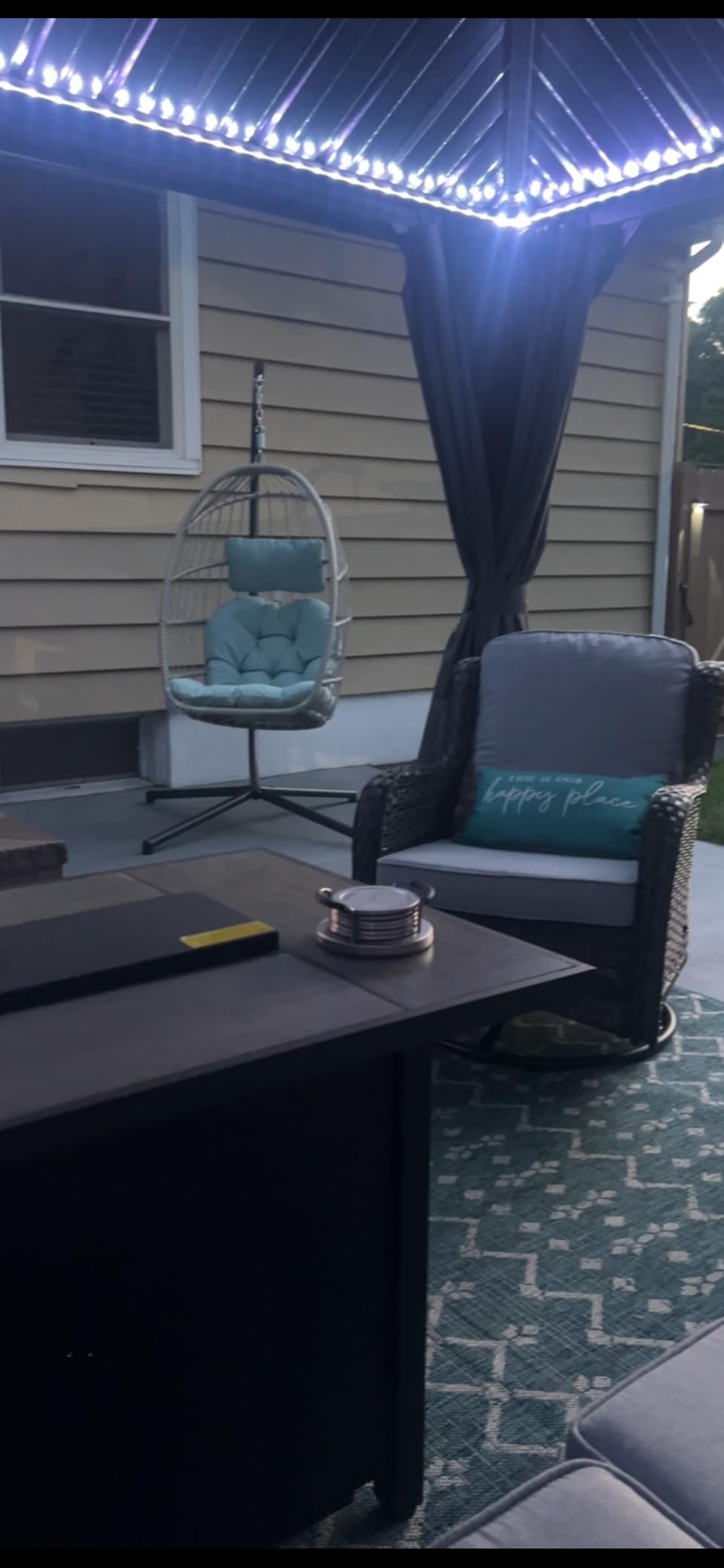 Yechen Indoor Outdoor Egg Hanging Chair with Stand, Charcoal Grey | Egg Chairs with UV Resistant Cushion for Indoor Bedroom Outdoor Garden Backyard customer photo 2